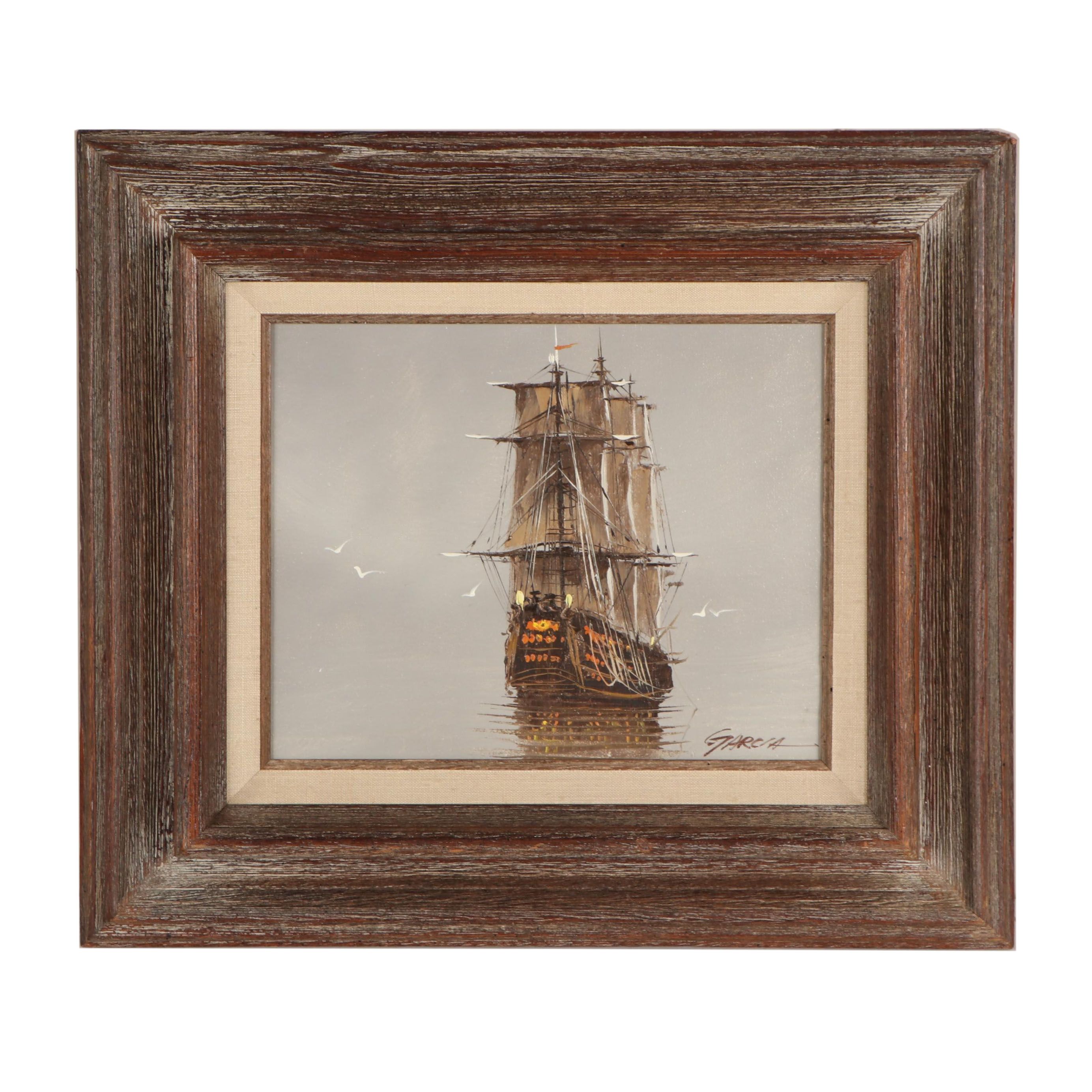 Garcia Oil Painting of a Spanish Galleon