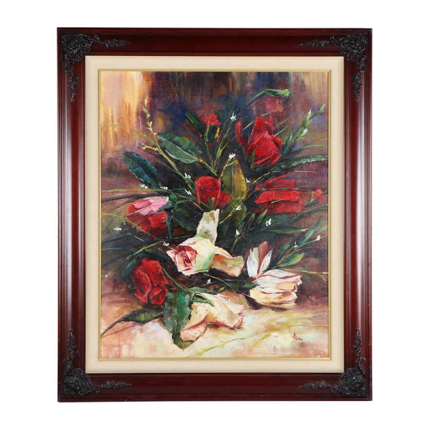 A. Neyra Floral Still Life Oil Painting