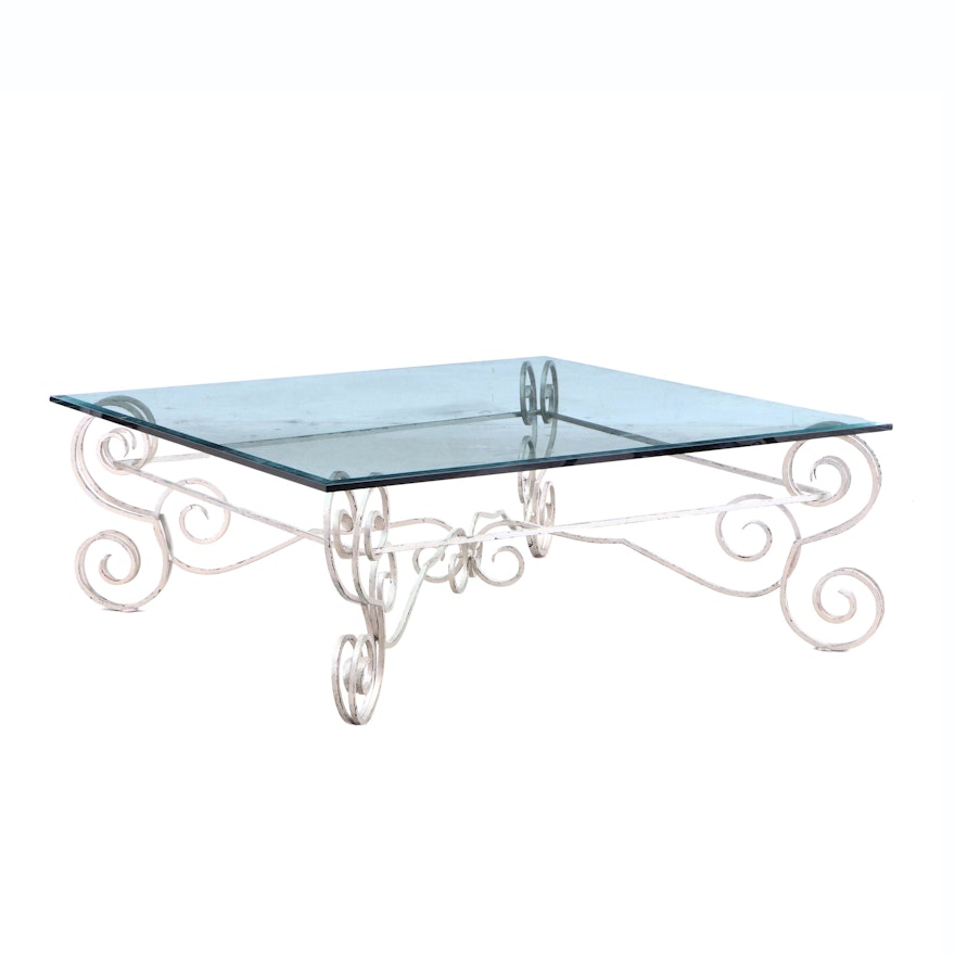 Ohio Ironworks Wrought-Iron Glass Top Coffee Table, Contemporary