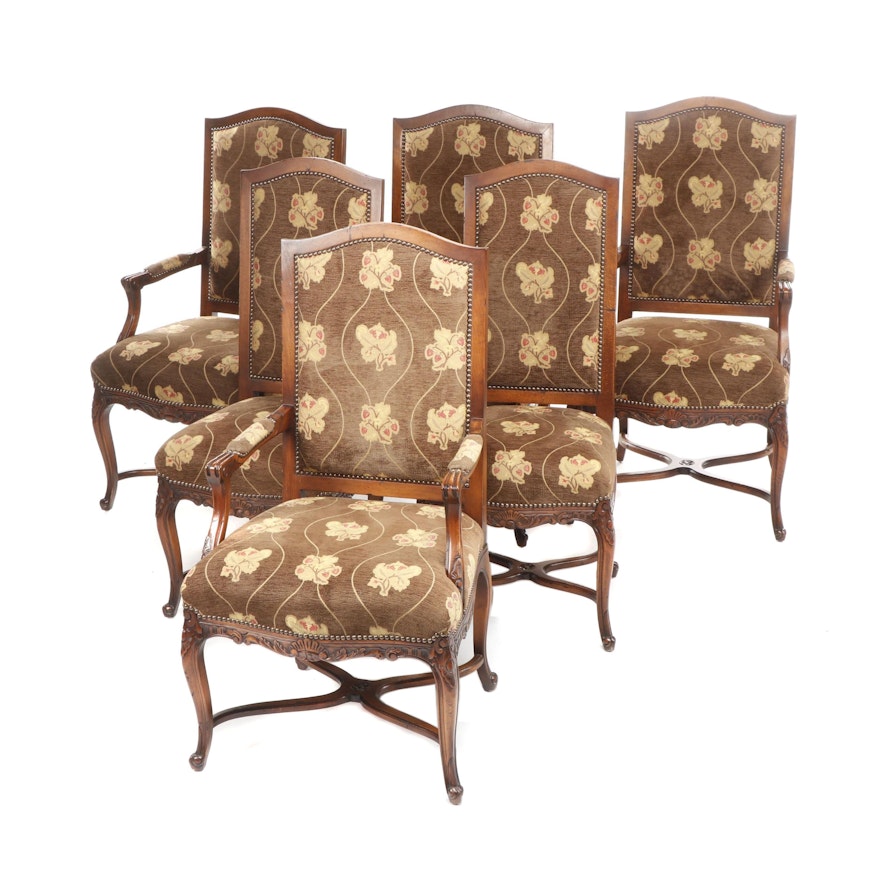 Marsha Jones Louis XV Style Mahogany-Finish Dining Chairs, Set of Six