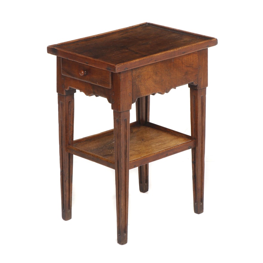 Colonial Style Walnut Side Table with Drawer