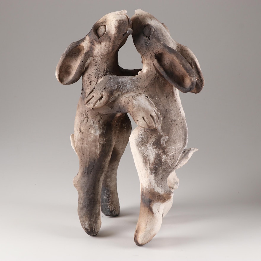 Dancing Rabbit Earthenware Sculpture