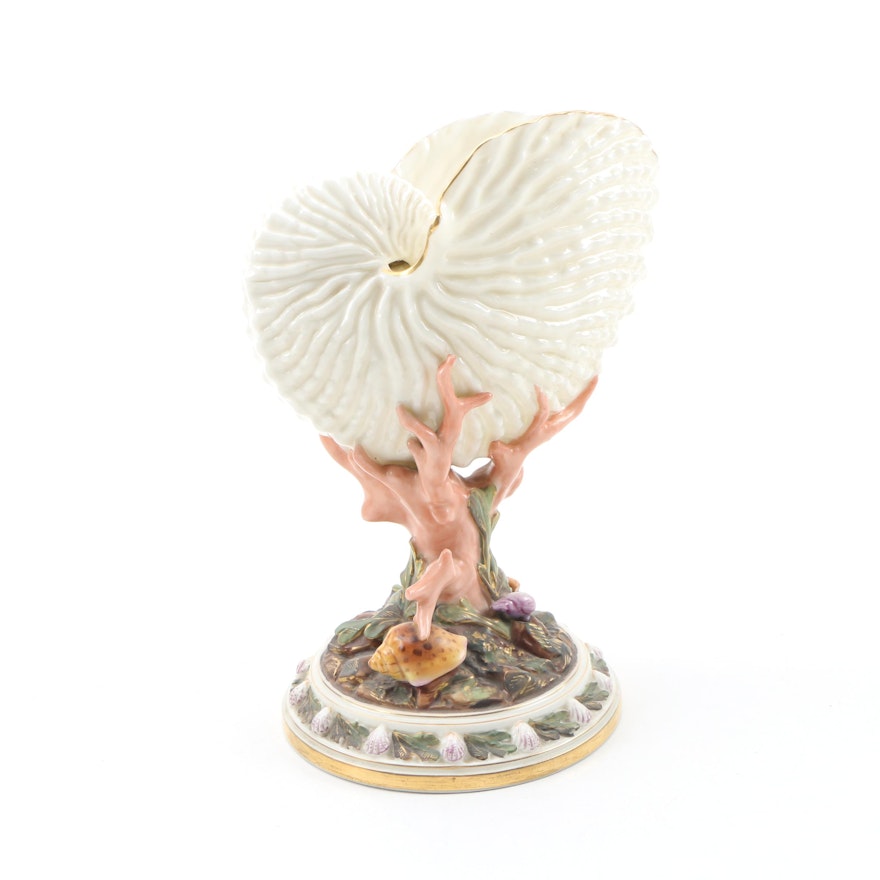 Royal Worcester Porcelain Nautilus Shell Vase, 1883