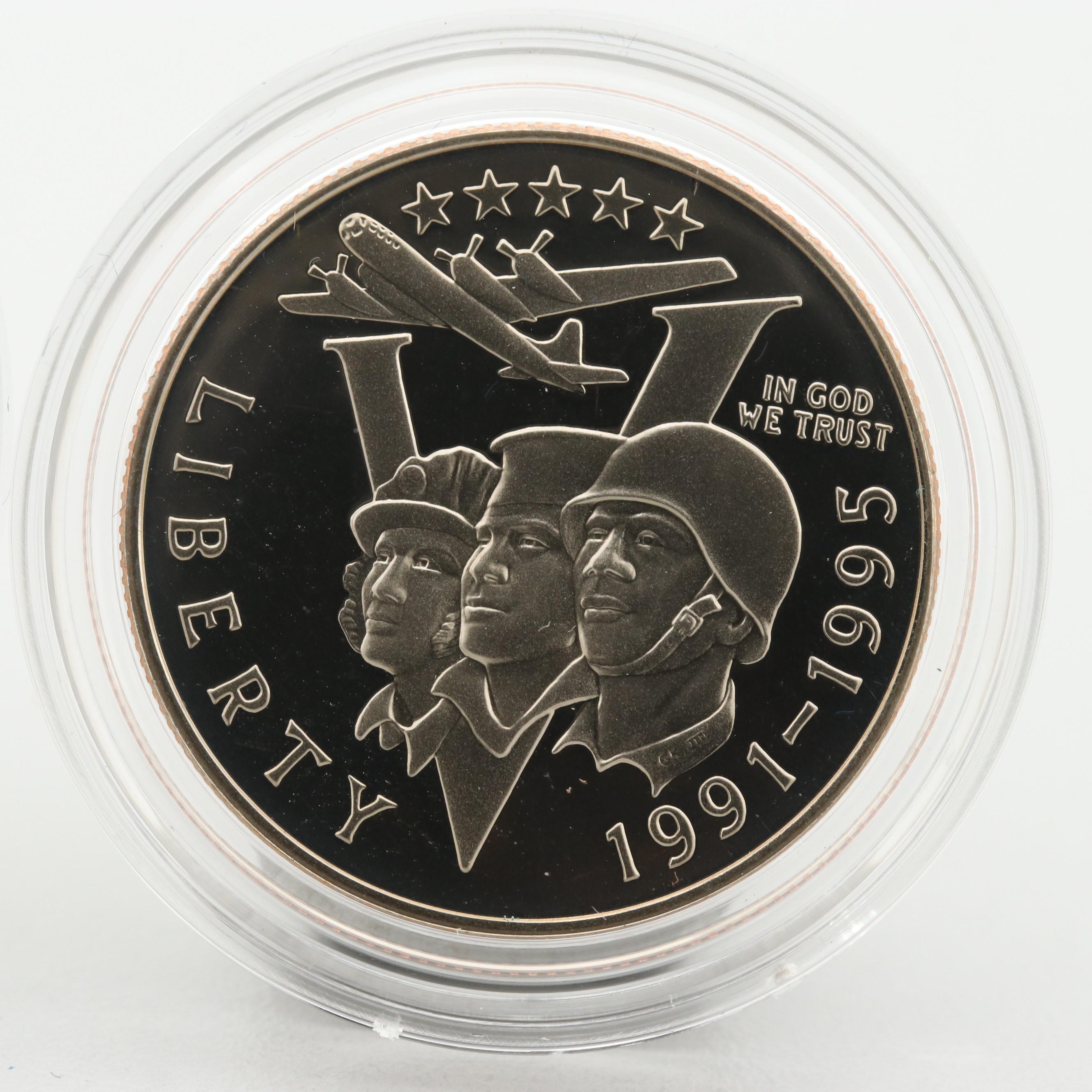 1991-1995 World War II 50th Anniversary Commemorative Two-Coin Proof Set