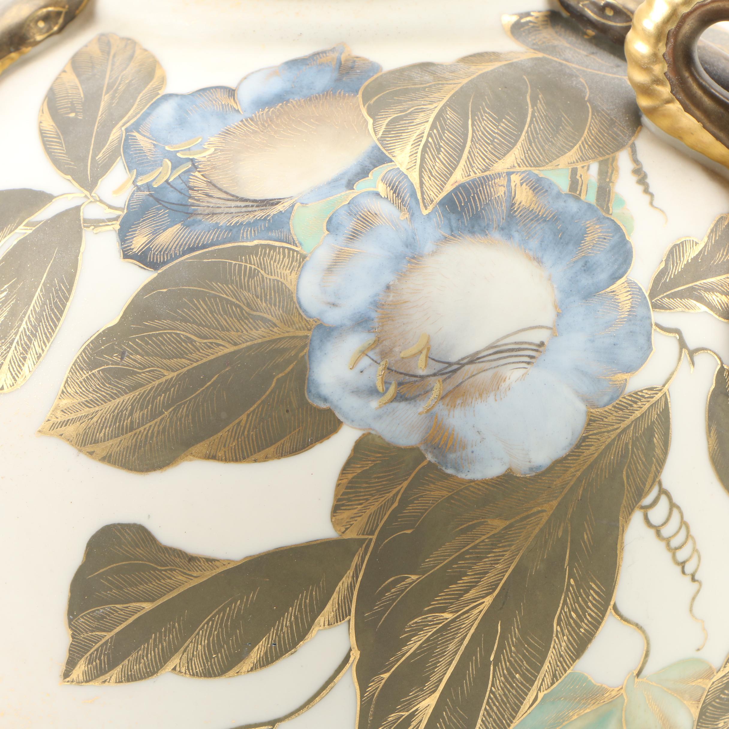 Royal Worcester Blush Ivory Porcelain Vase with Gilt Snake Handles, 1883