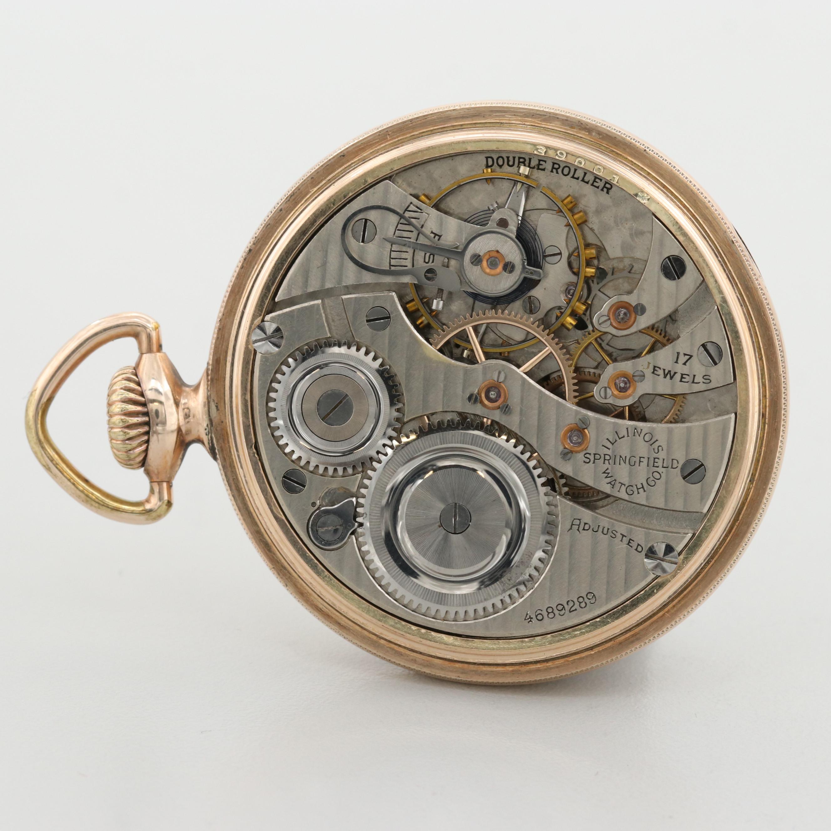 Vintage Illinois Time King 10K Gold Filled Open Face Pocket Watch, 1925