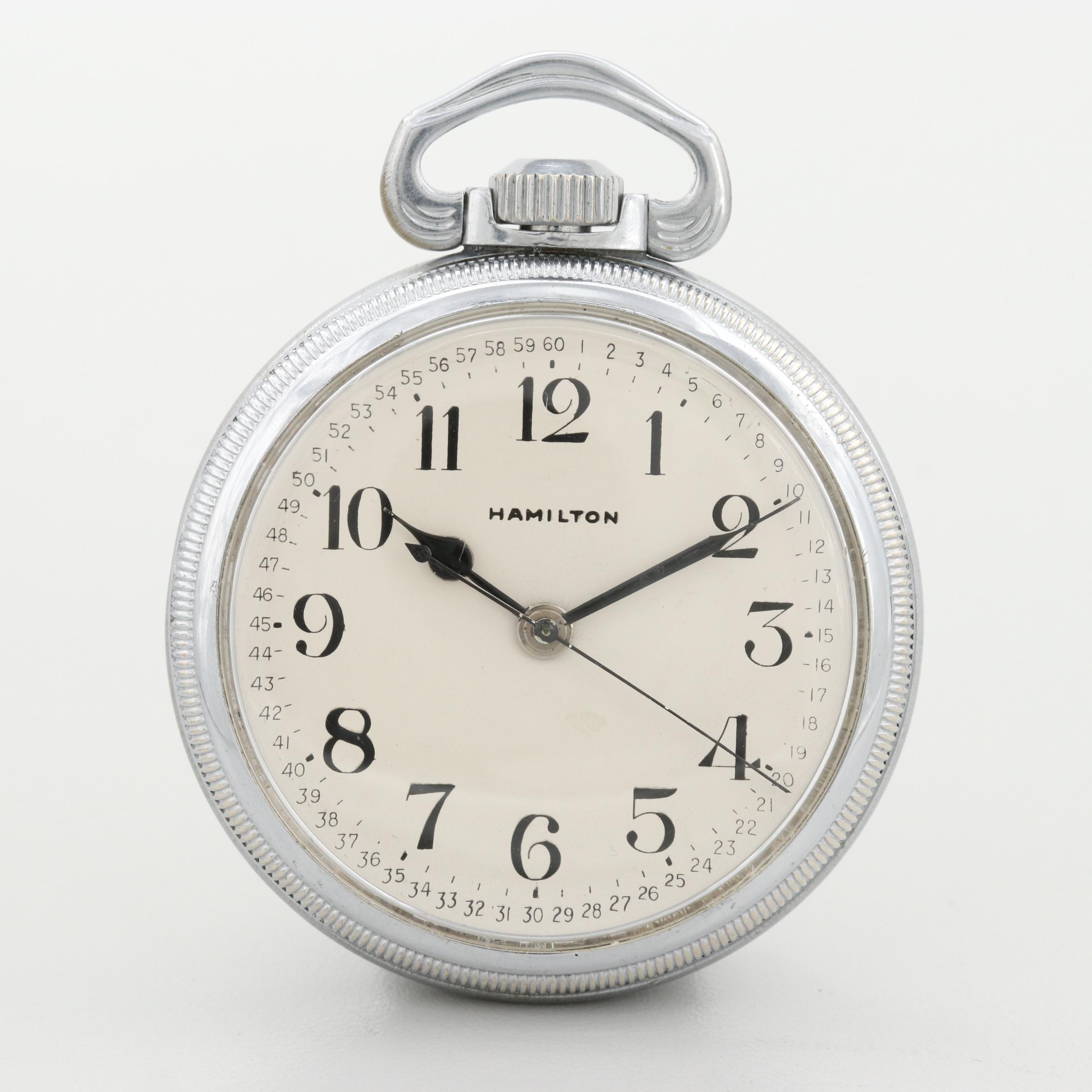 Vintage Hamilton WWII U.S. Army Open Face Pocket Watch