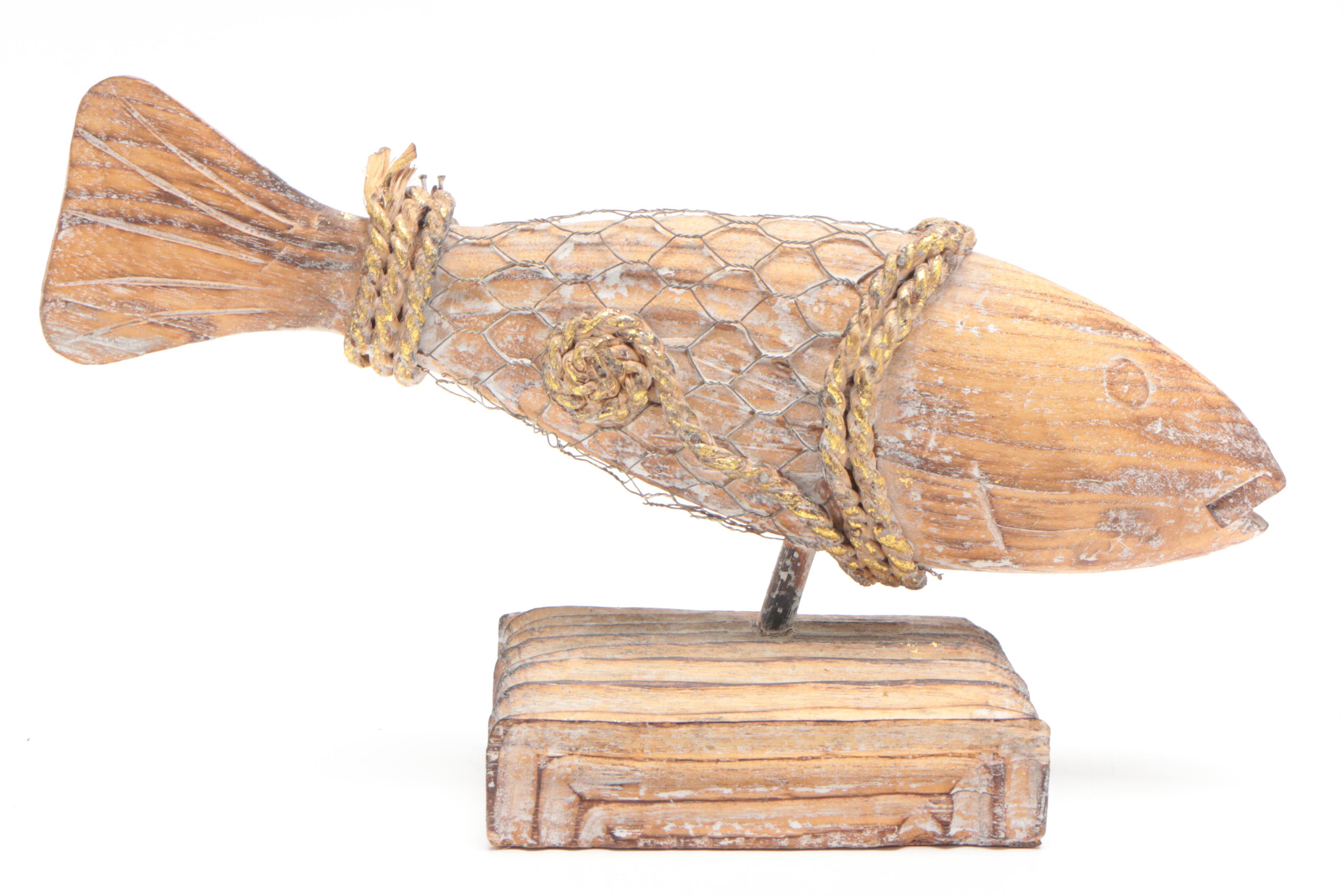 Resin and Wood Fish Figurines Including TII Collections, Contemporary