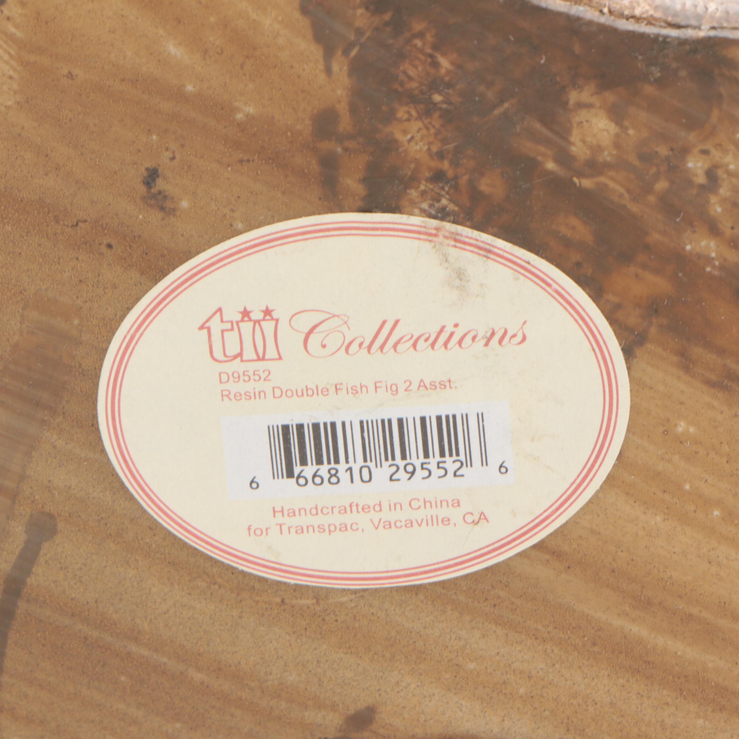 Resin and Wood Fish Figurines Including TII Collections, Contemporary