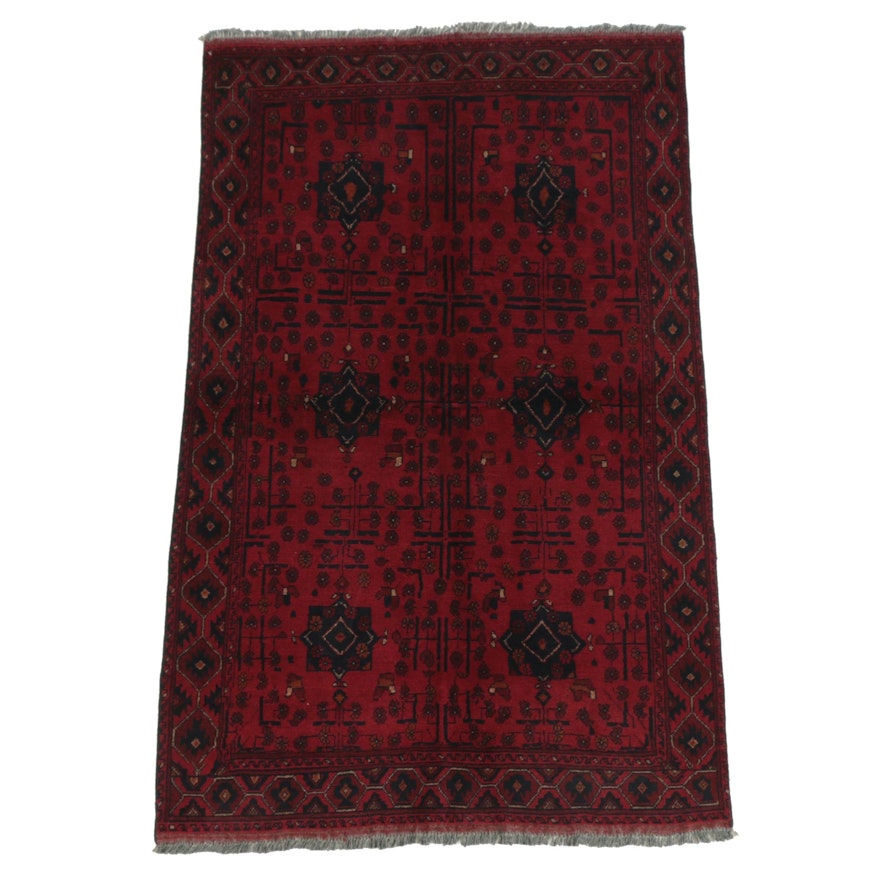 Hand-Knotted Afghan Tribal Style Wool Area Rug