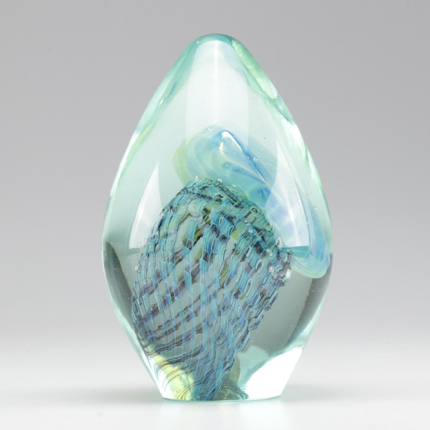 Robert Eickholt Art Glass Jellyfish Paperweight