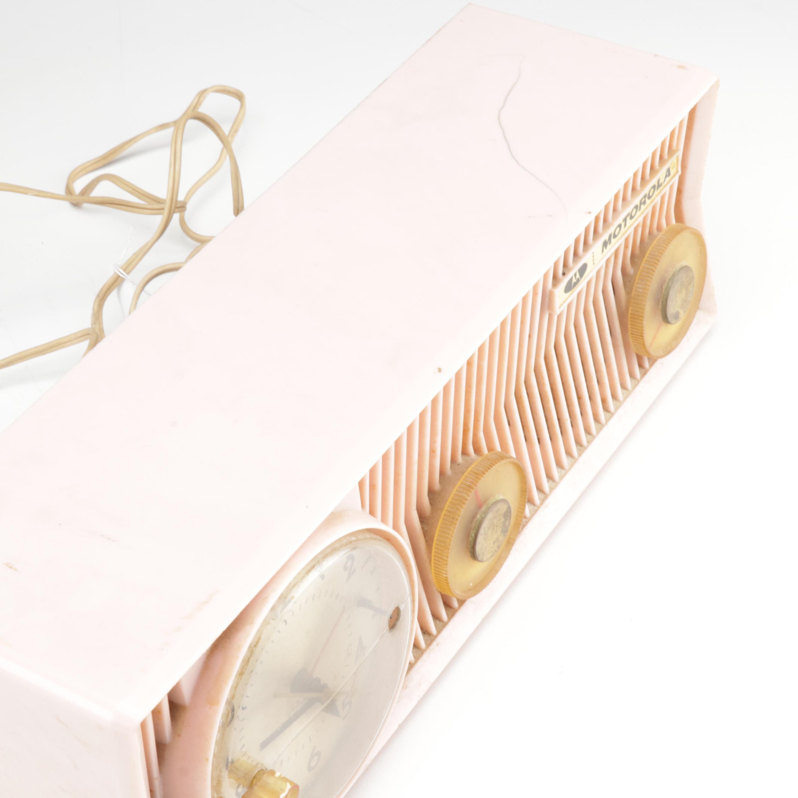 Motorola 57CS Pink Clock Tube Radio, Mid-Century