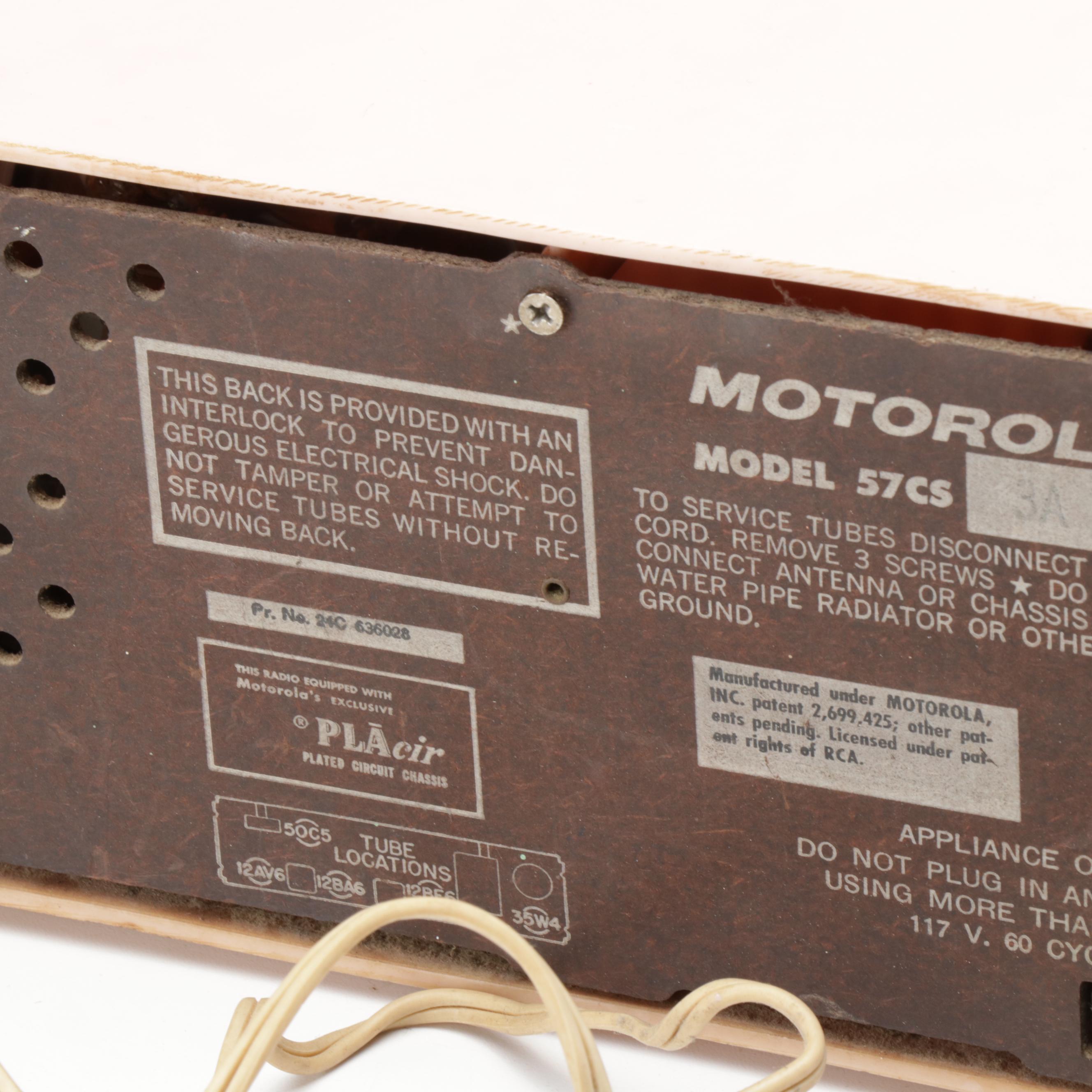 Motorola 57CS Pink Clock Tube Radio, Mid-Century