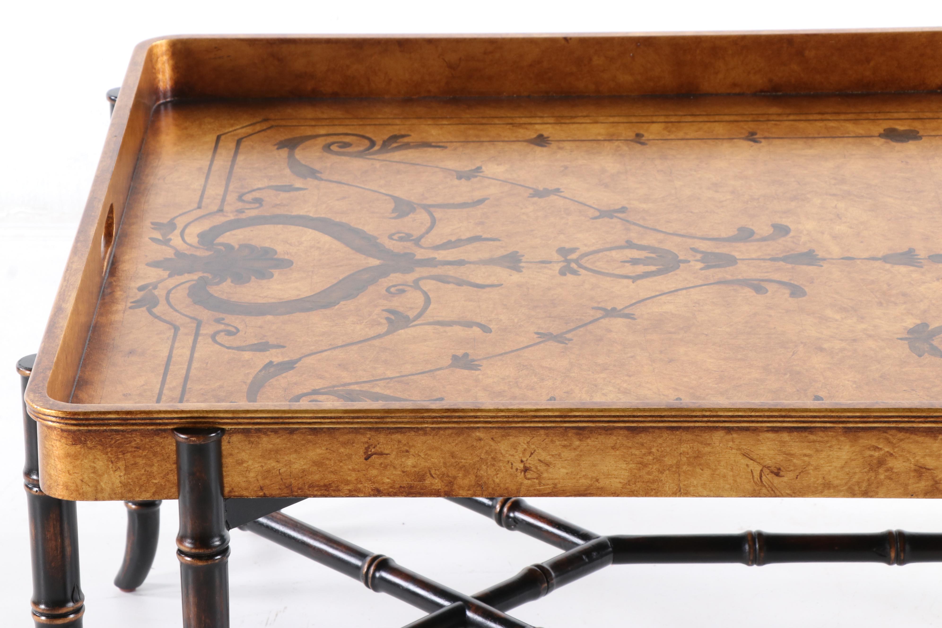 EJ Victor Tray Top Cocktail Table with Faux Bamboo Base, 20th Century