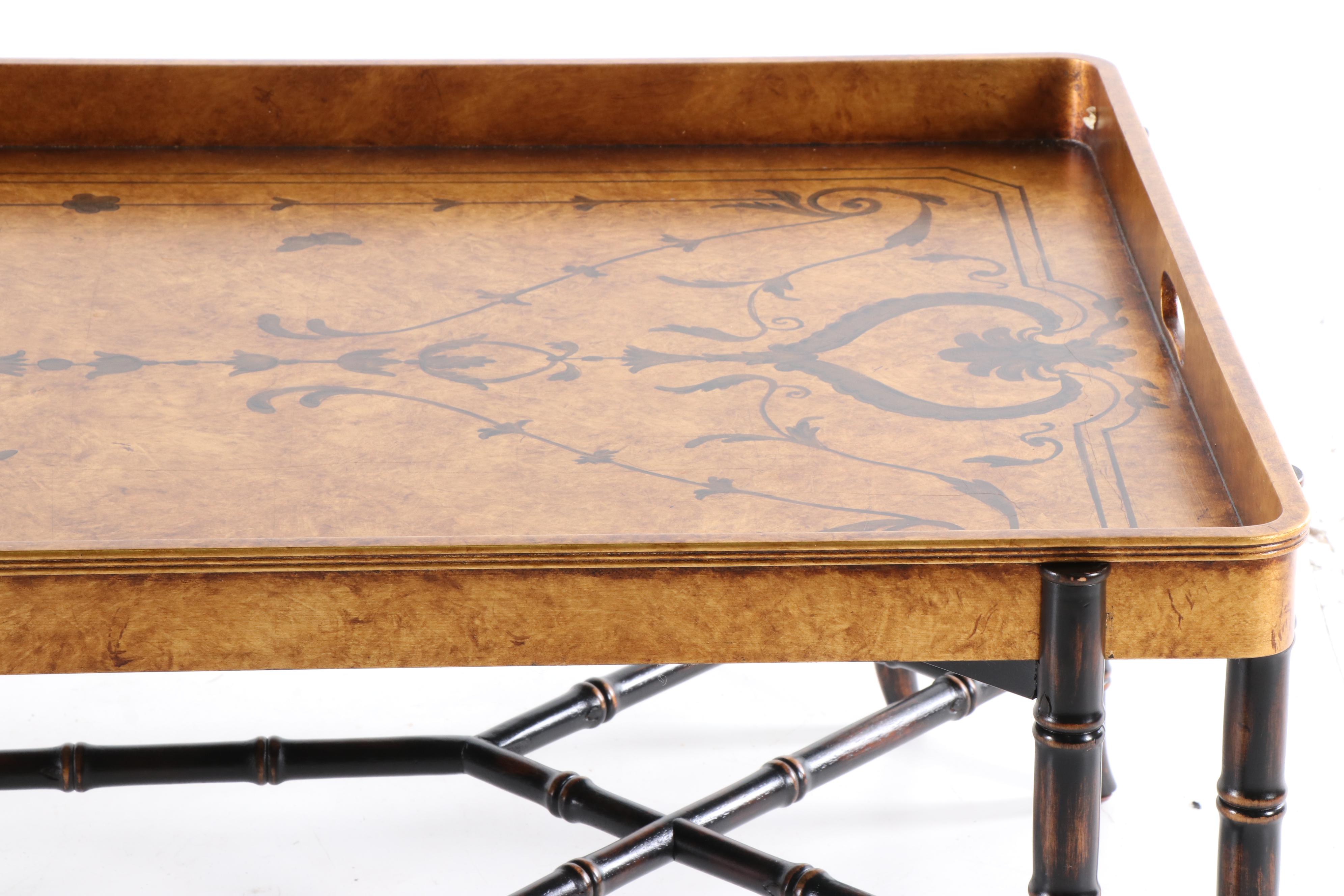 EJ Victor Tray Top Cocktail Table with Faux Bamboo Base, 20th Century