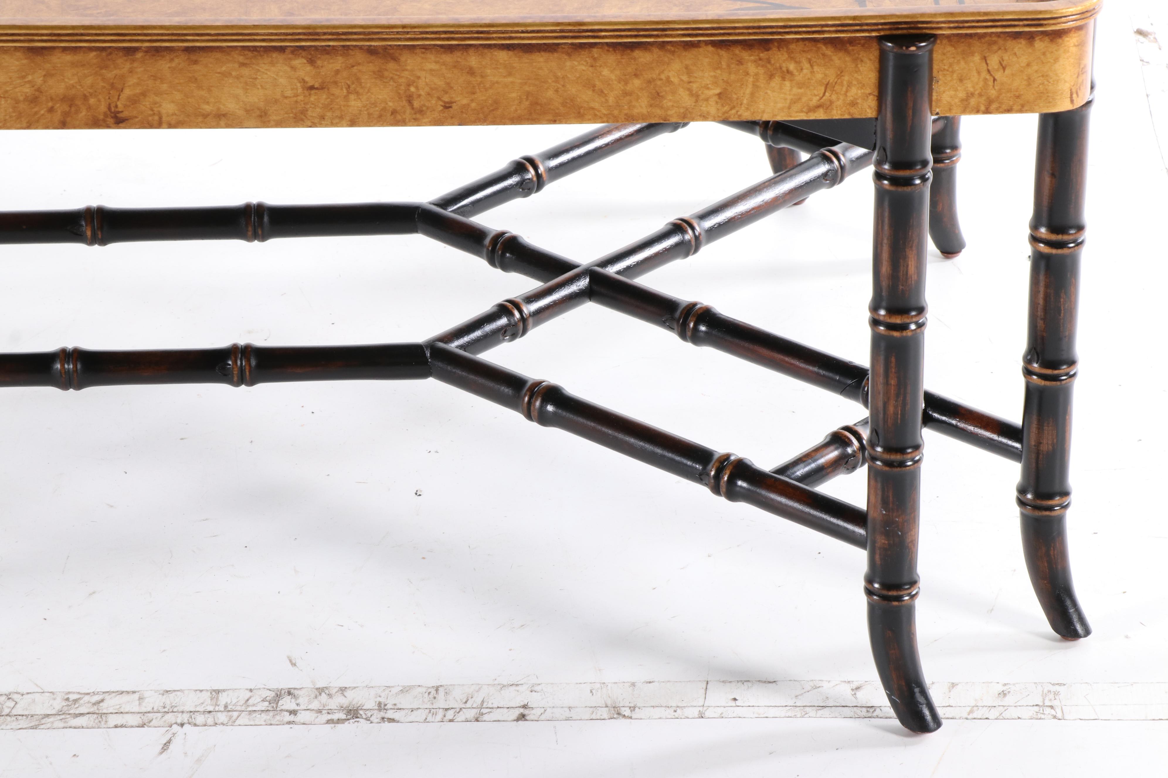 EJ Victor Tray Top Cocktail Table with Faux Bamboo Base, 20th Century