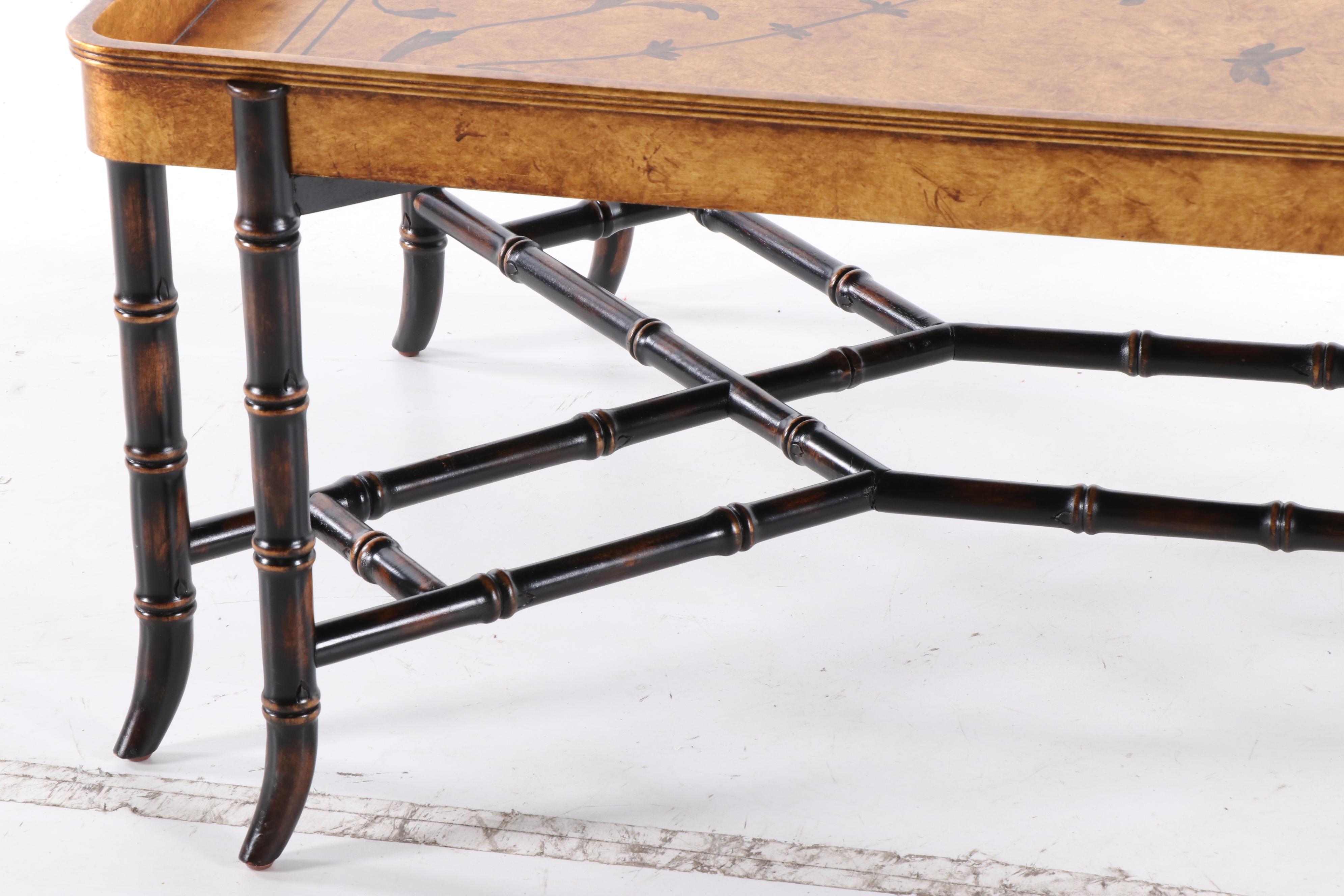 EJ Victor Tray Top Cocktail Table with Faux Bamboo Base, 20th Century