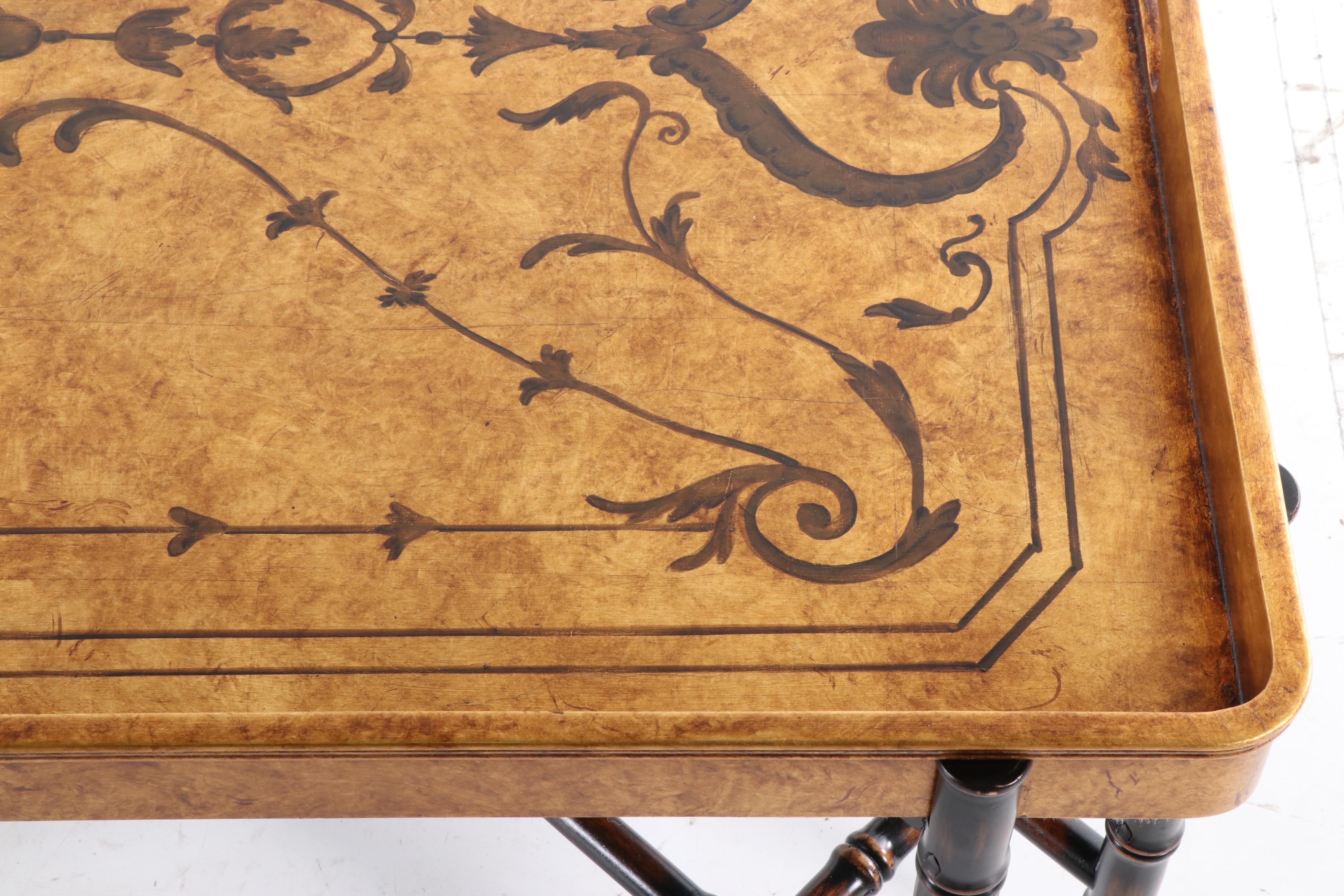 EJ Victor Tray Top Cocktail Table with Faux Bamboo Base, 20th Century