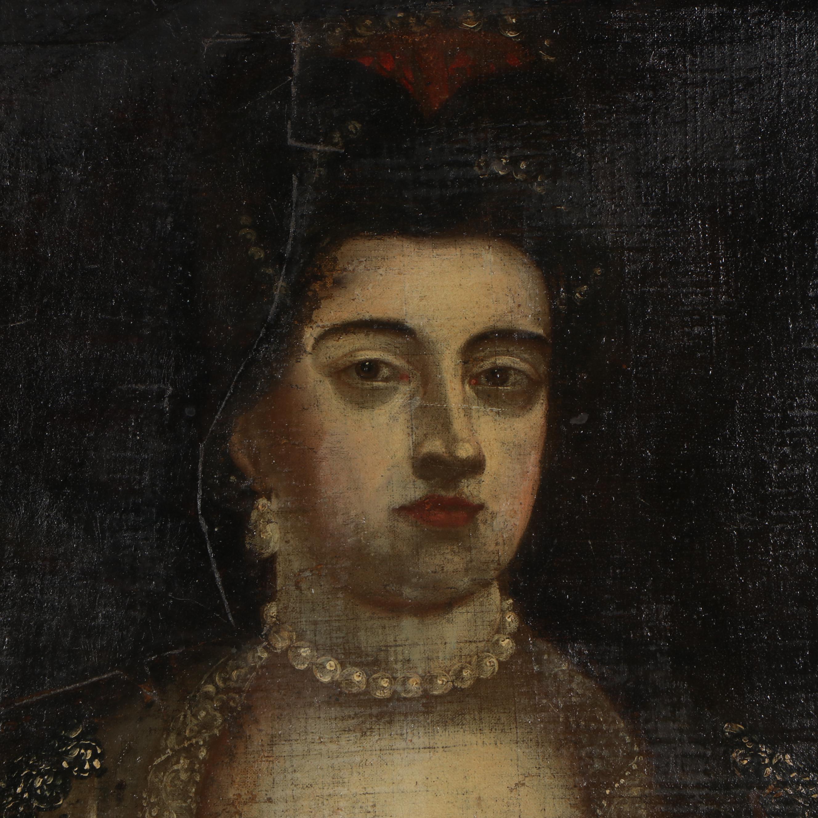 English Provincial School Oil Portrait of Queen Anne of Great Britain
