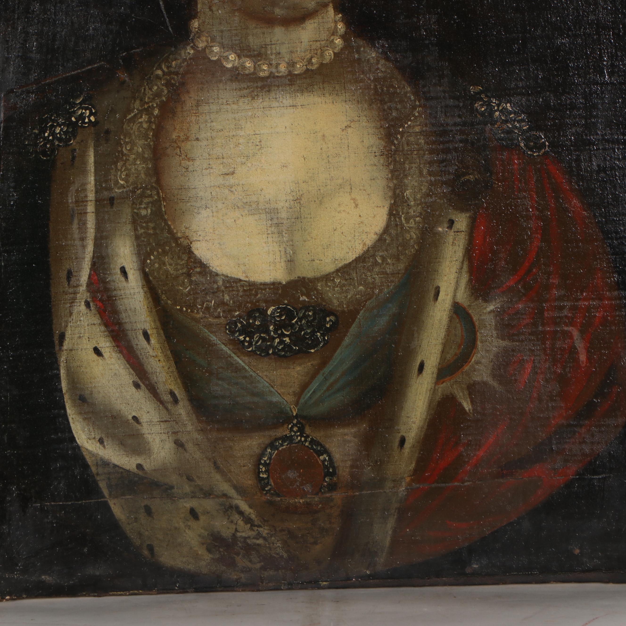 English Provincial School Oil Portrait of Queen Anne of Great Britain