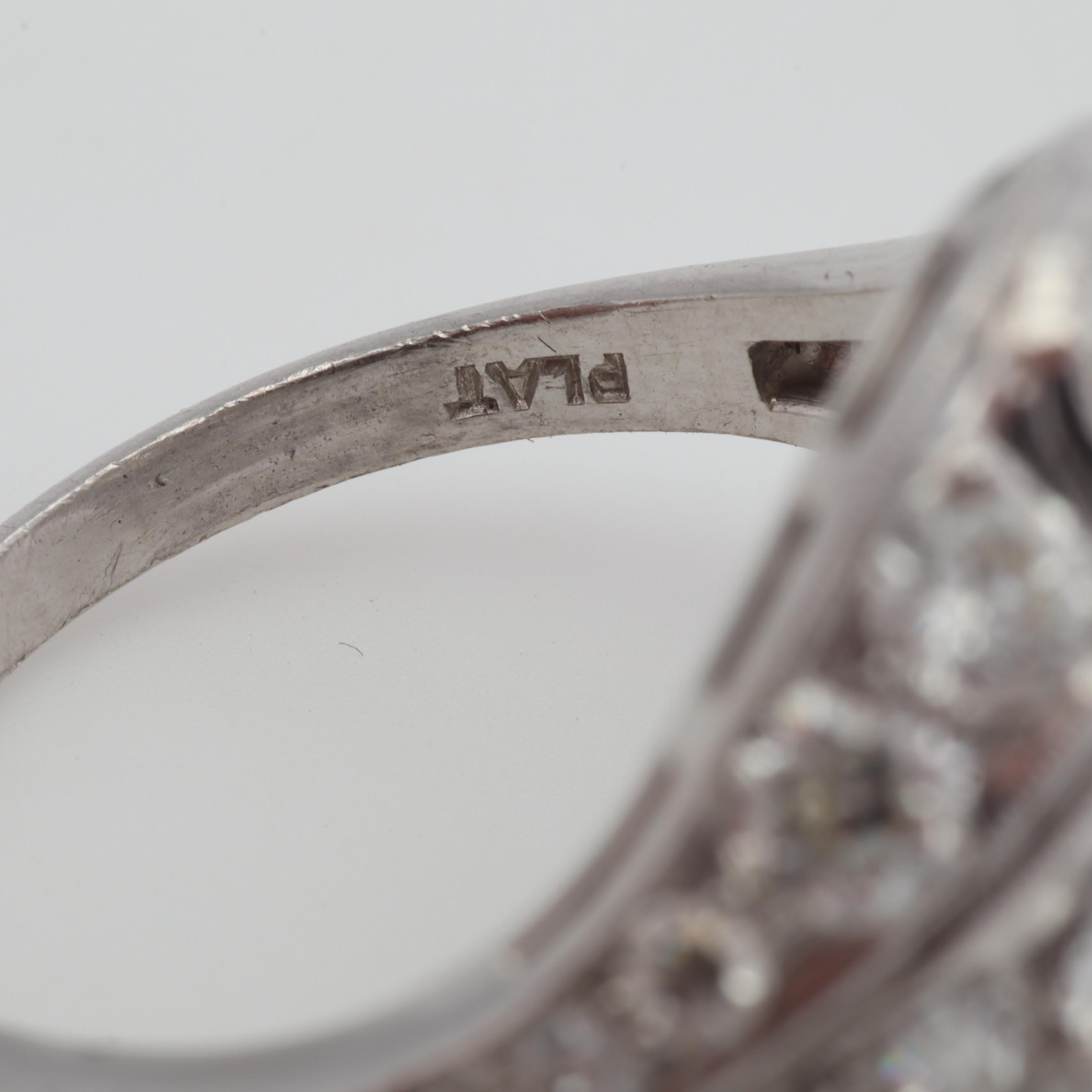 Antique Platinum and Old European Cut Diamond Ring, 3.58 CTW