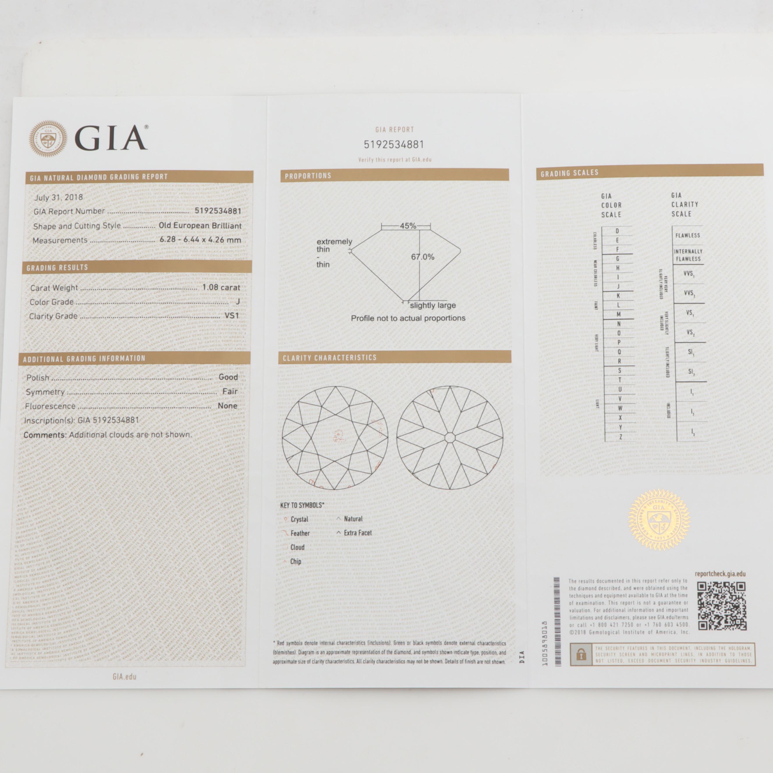 Antique Platinum and Old European Cut Diamond Ring, 3.58 CTW