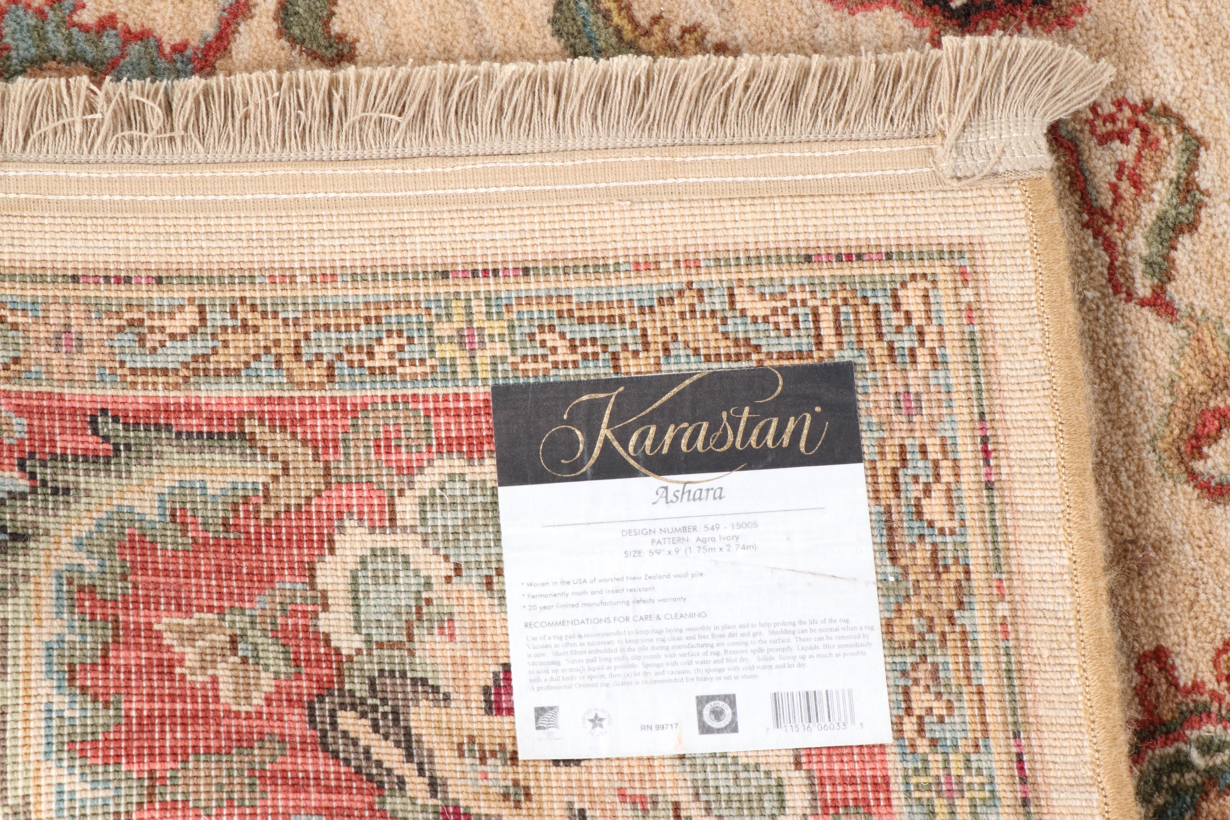 Machine Made Karastan Ashara "Agra Ivory" Wool Rug