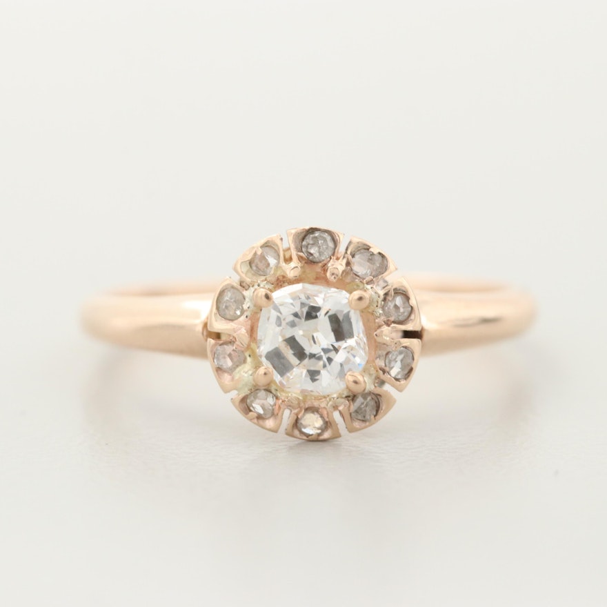 10K Yellow Gold Diamond Ring with Halo