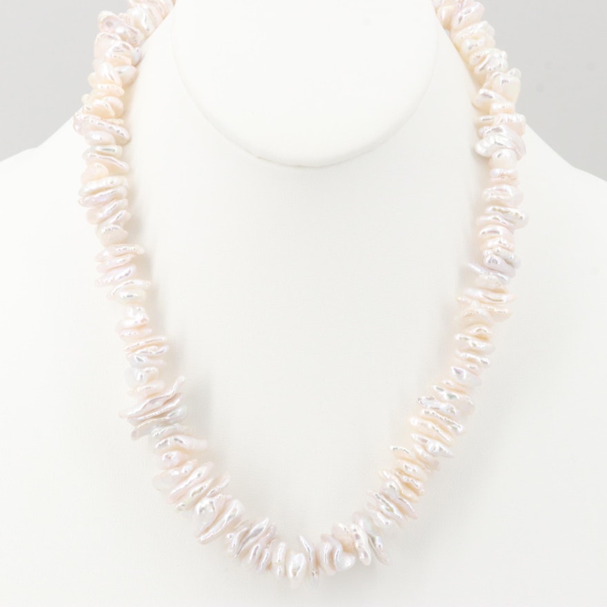 Sterling Silver Cultured Pearl Beaded Necklace