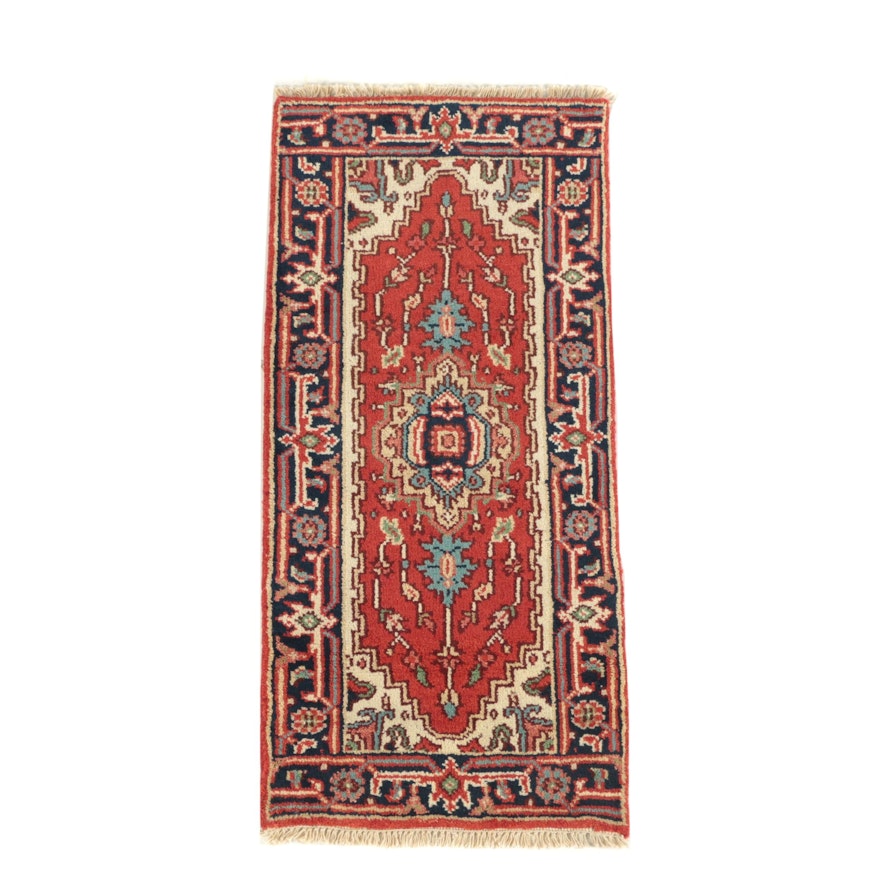 Hand-Knotted Ind-Persian Heriz Wool Accent Rug