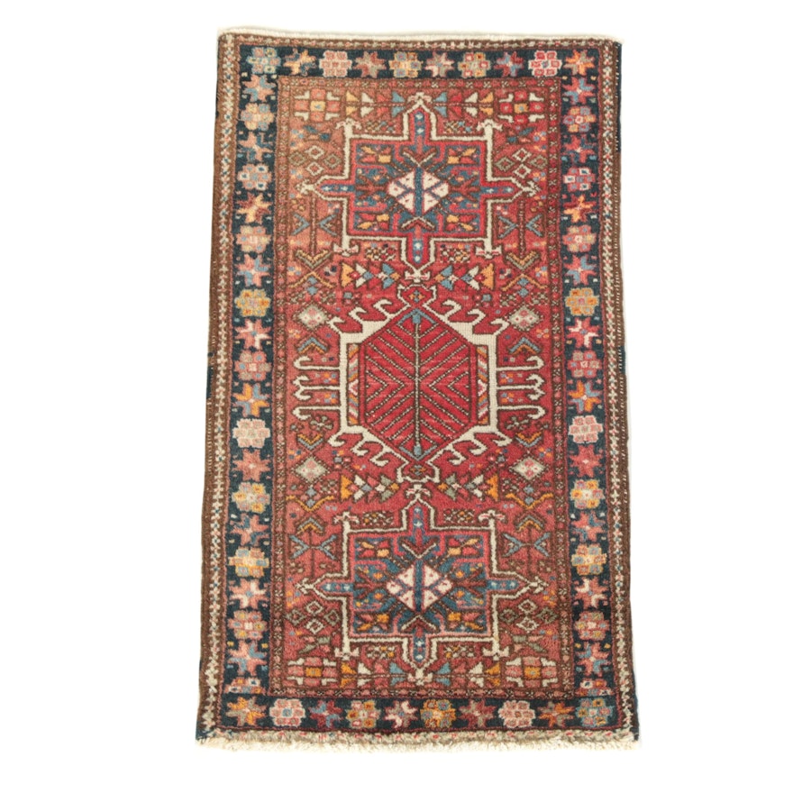 Hand-Knotted Persian Karaja Wool Accent Rug
