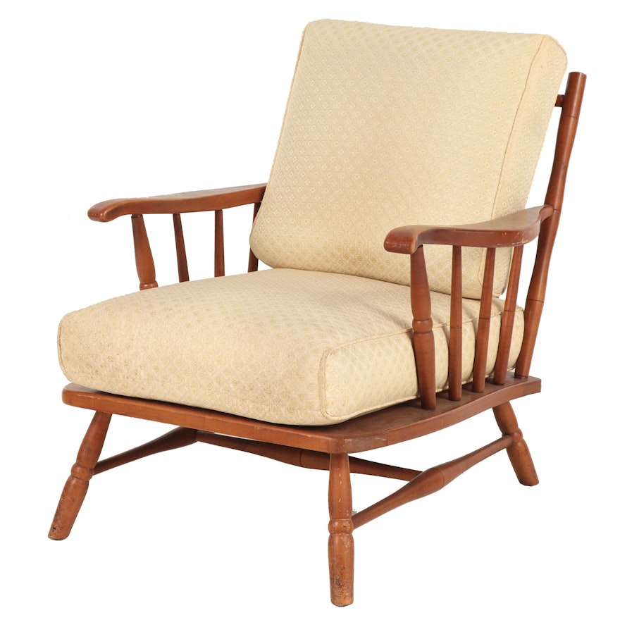 Conant Ball Wooden Lounge Chair with Cream Upholstery, 1960s-1970s