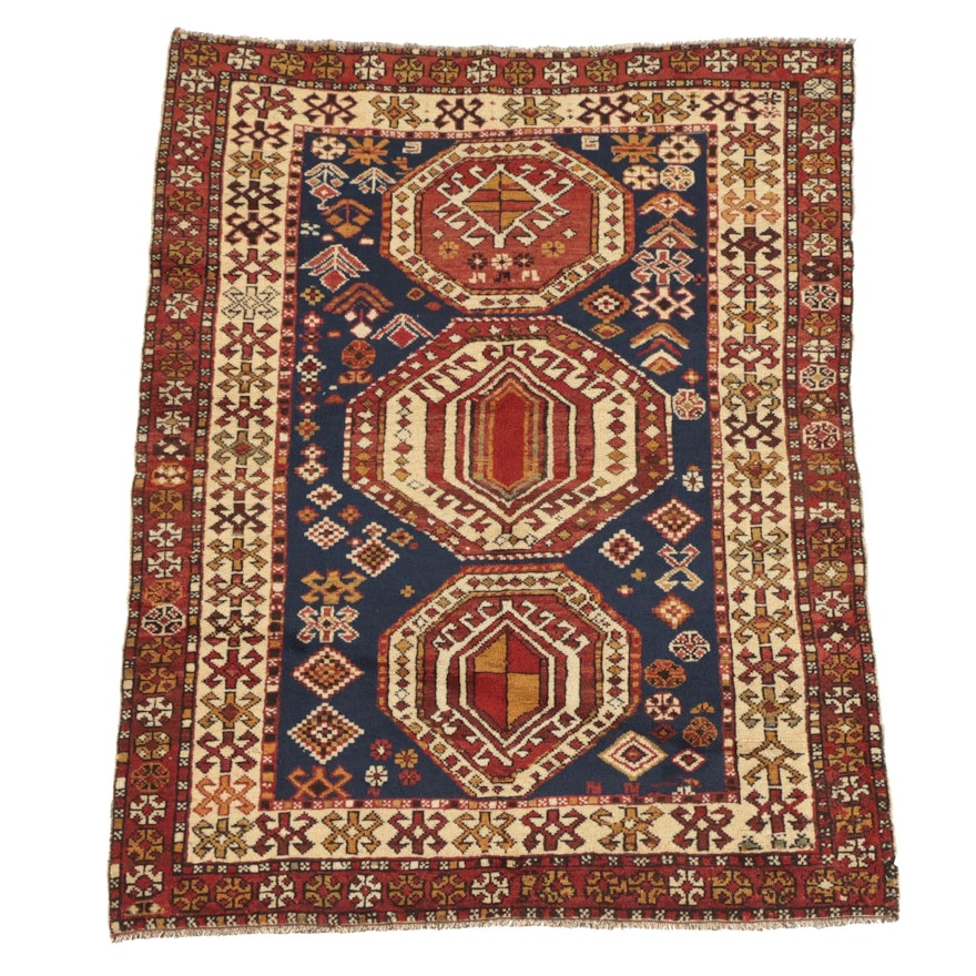 Hand-Knotted Caucasian Kazak Wool Area Rug