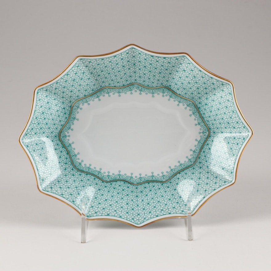 Mottahedeh "Aqua Lace" Scalloped Dish