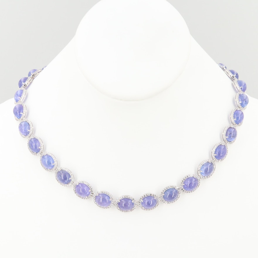 Sterling Silver Tanzanite and White Topaz Necklace