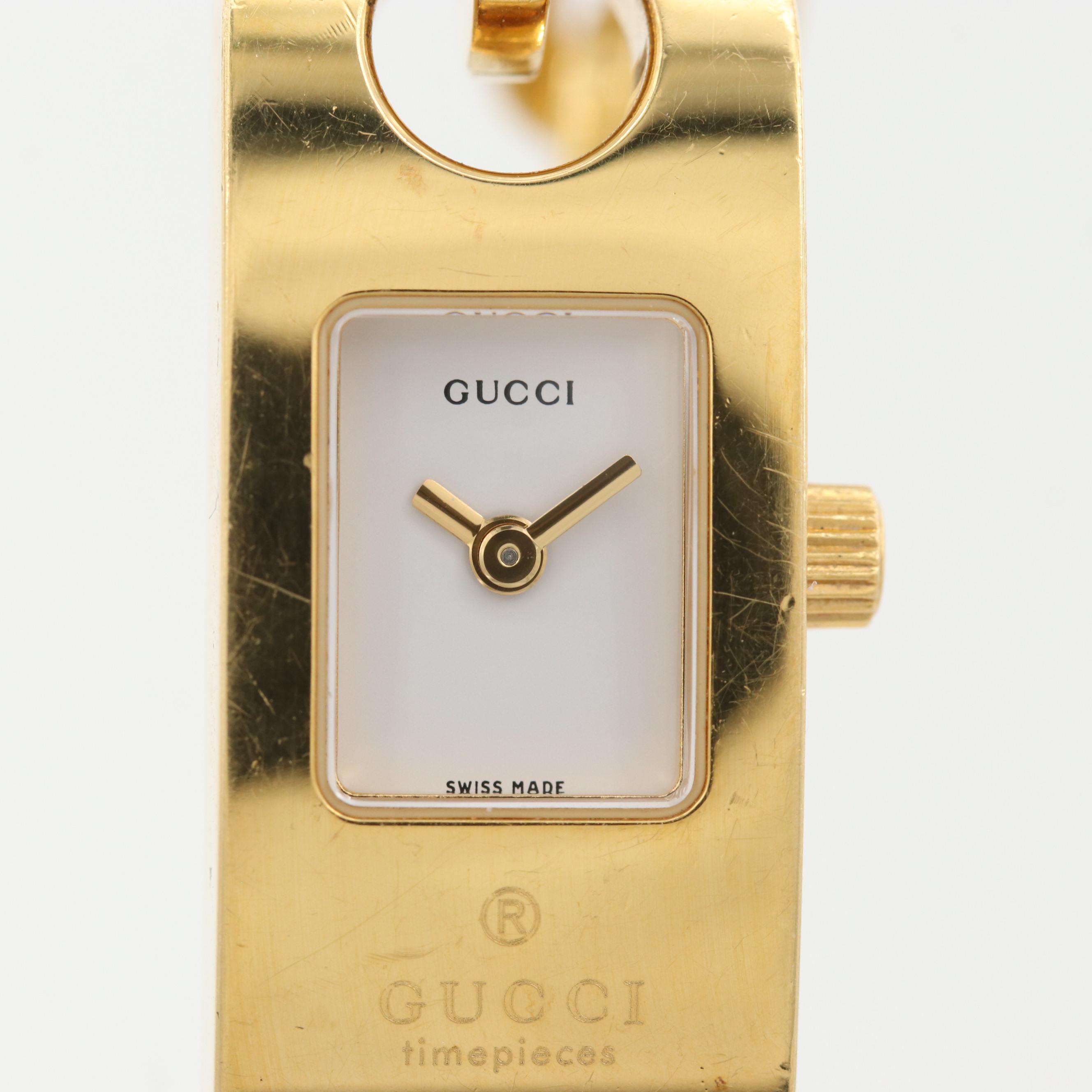 Gucci 6100L Gold Tone Stainless Steel Watch