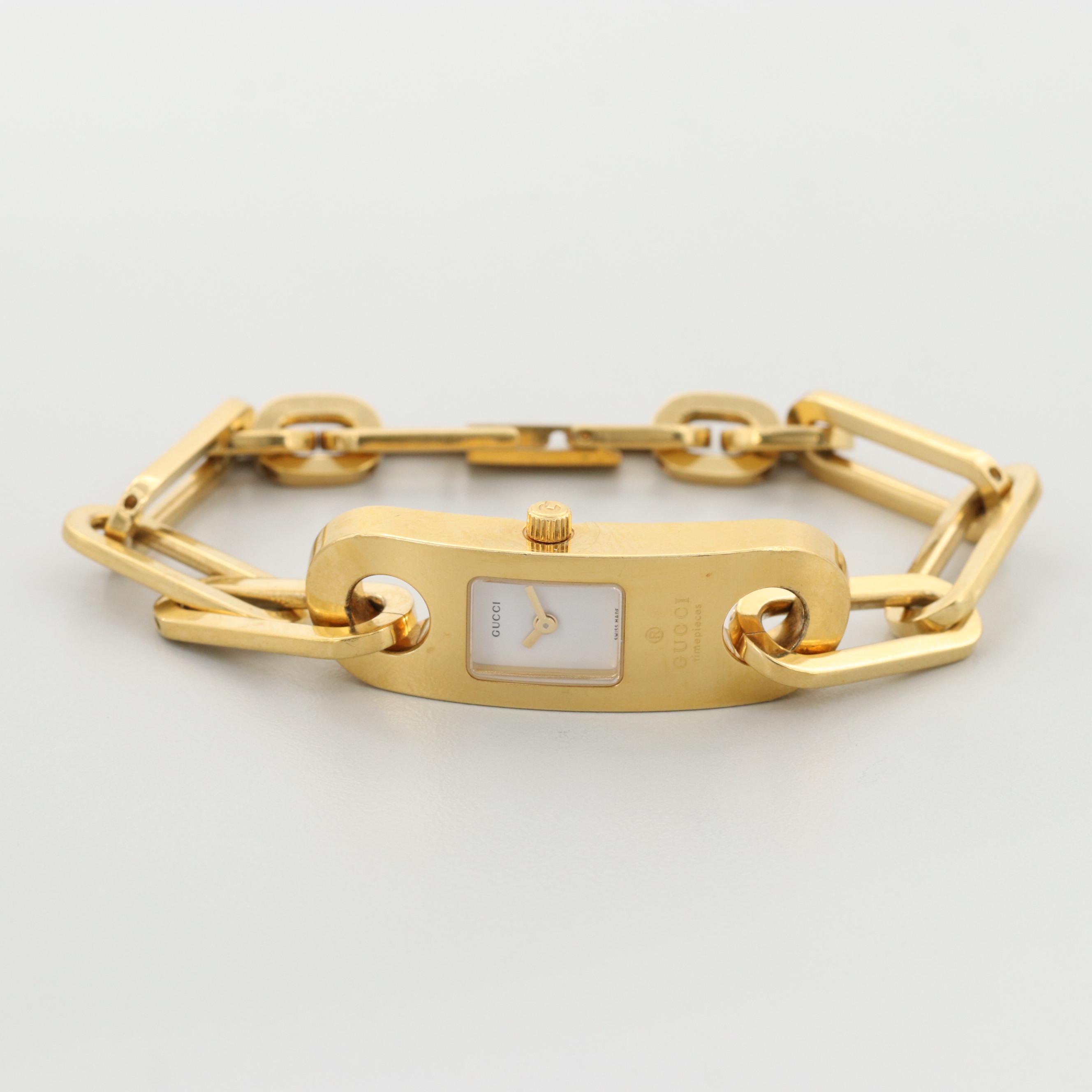 Gucci 6100L Gold Tone Stainless Steel Watch