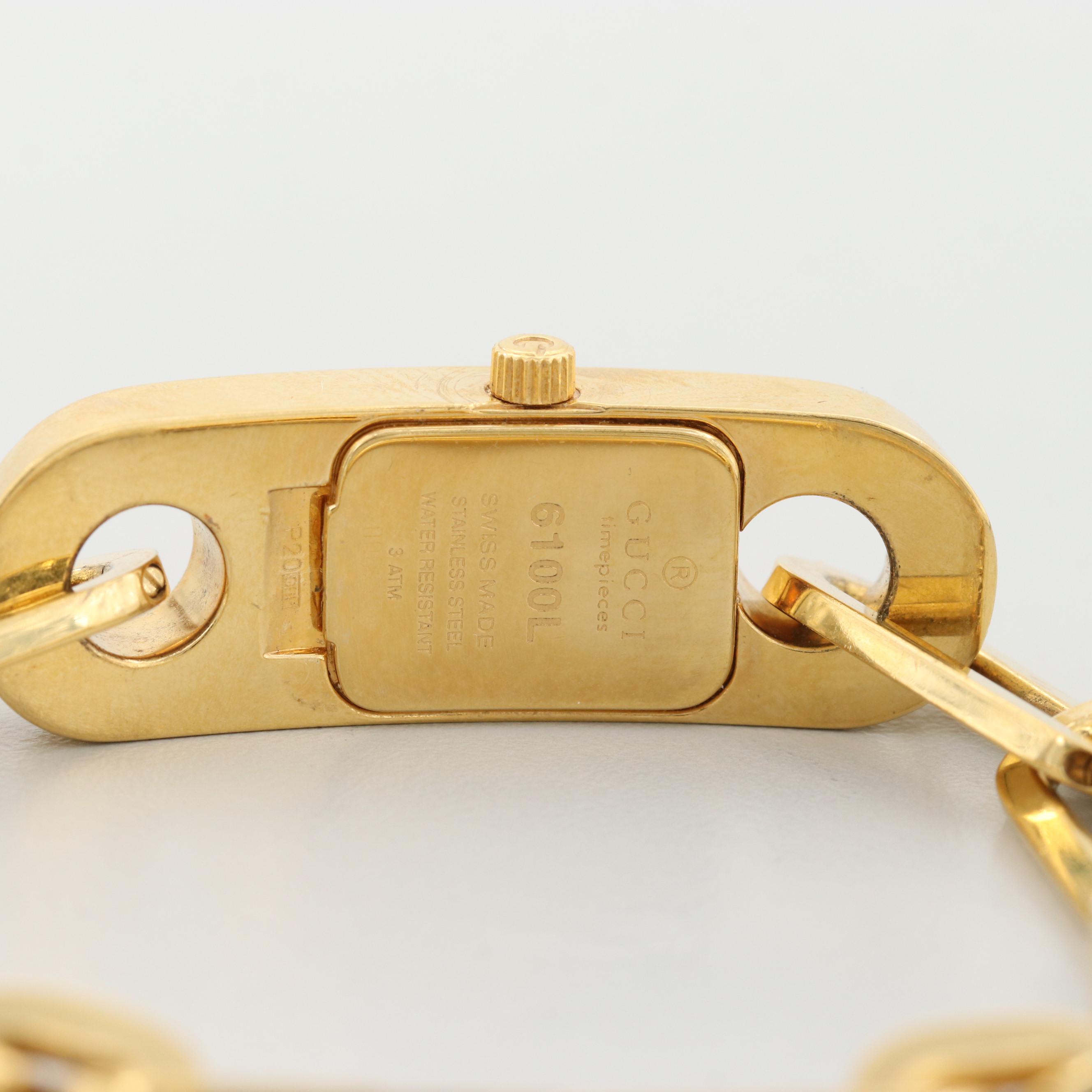 Gucci 6100L Gold Tone Stainless Steel Watch