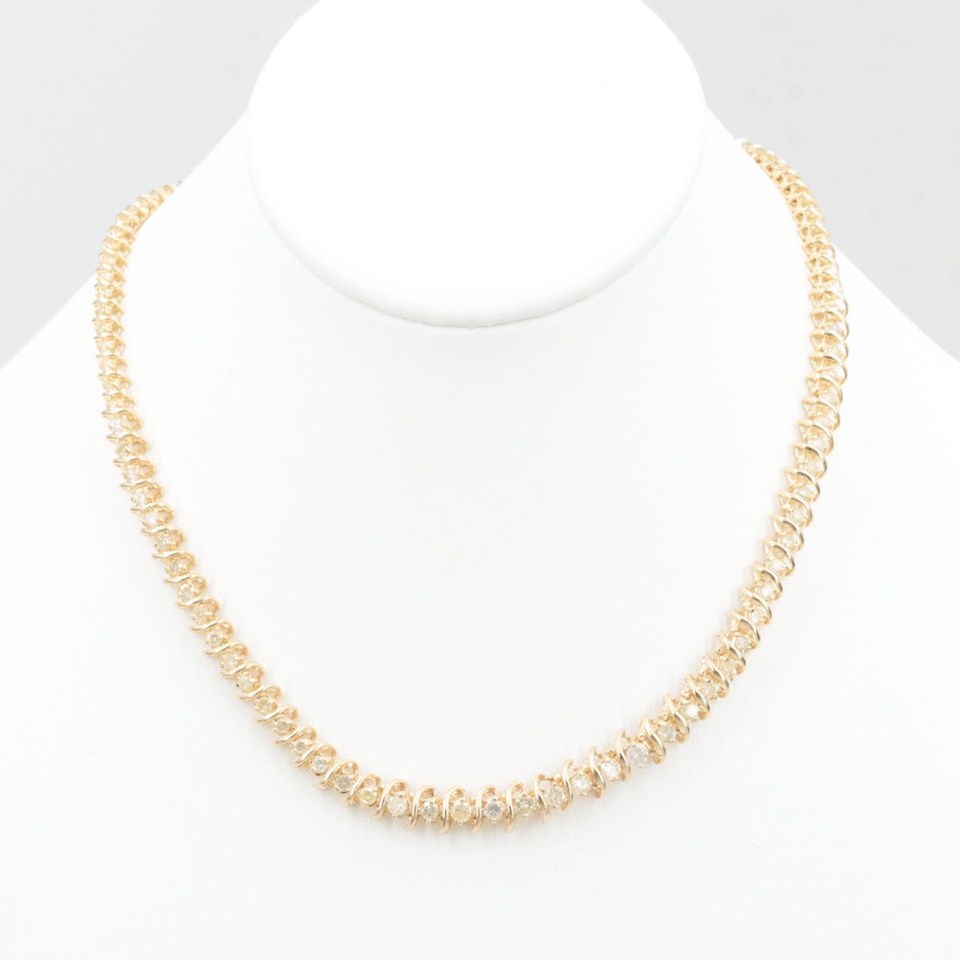 14K Yellow Gold 7.66 CTW Diamond Necklace