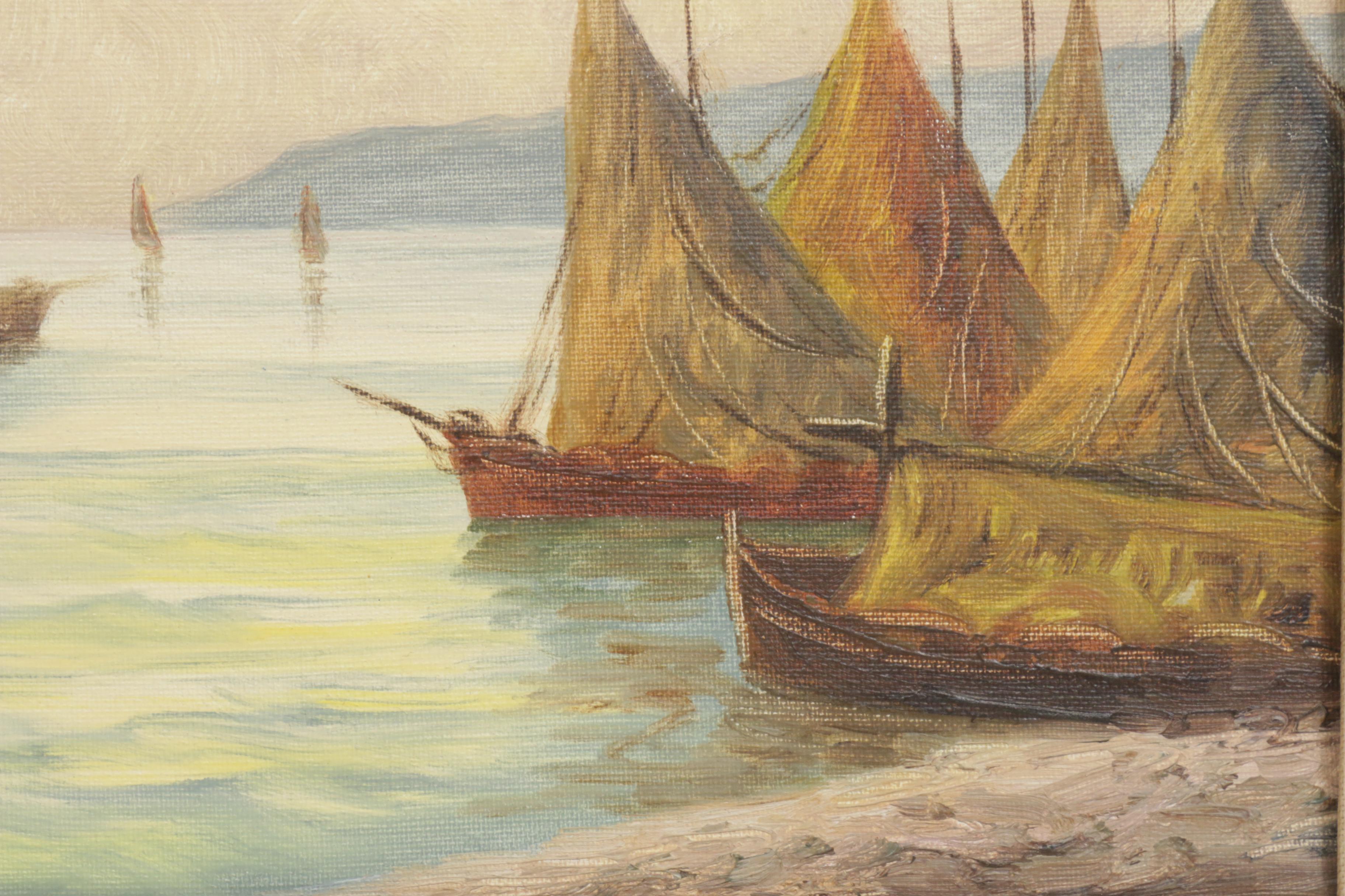 Antonio Cereda Coastal Landscape Oil Painting