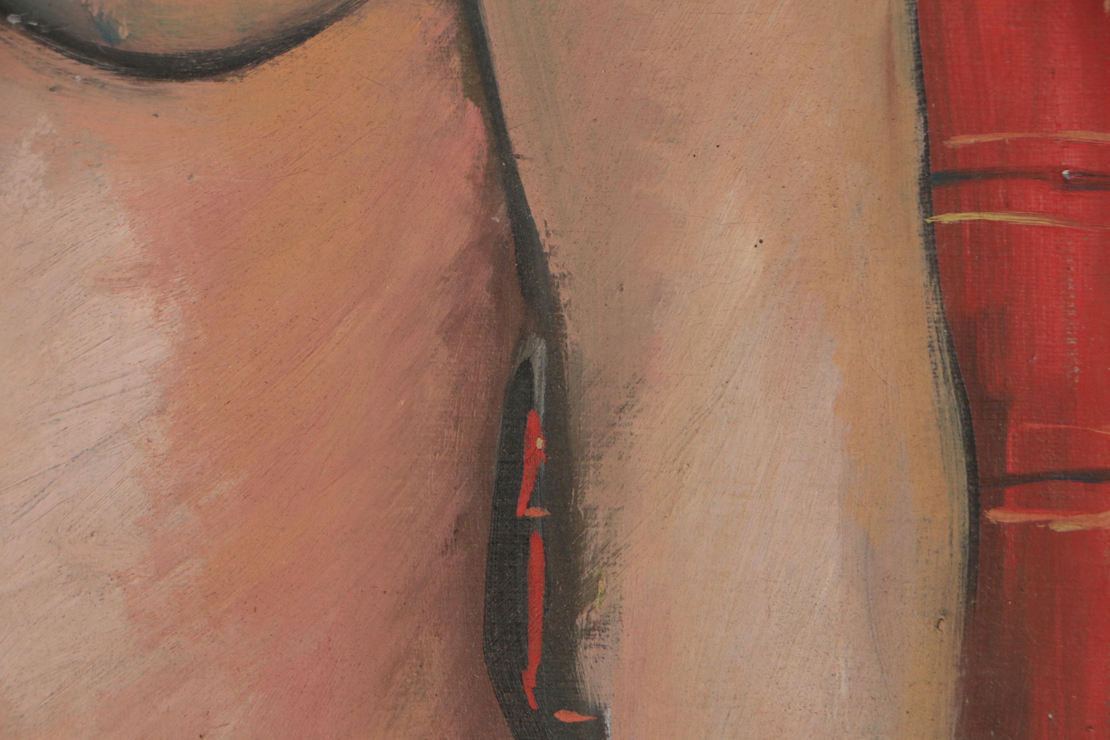 Thomas Brownell Eldred Figural Oil Painting of Seated Female Nude