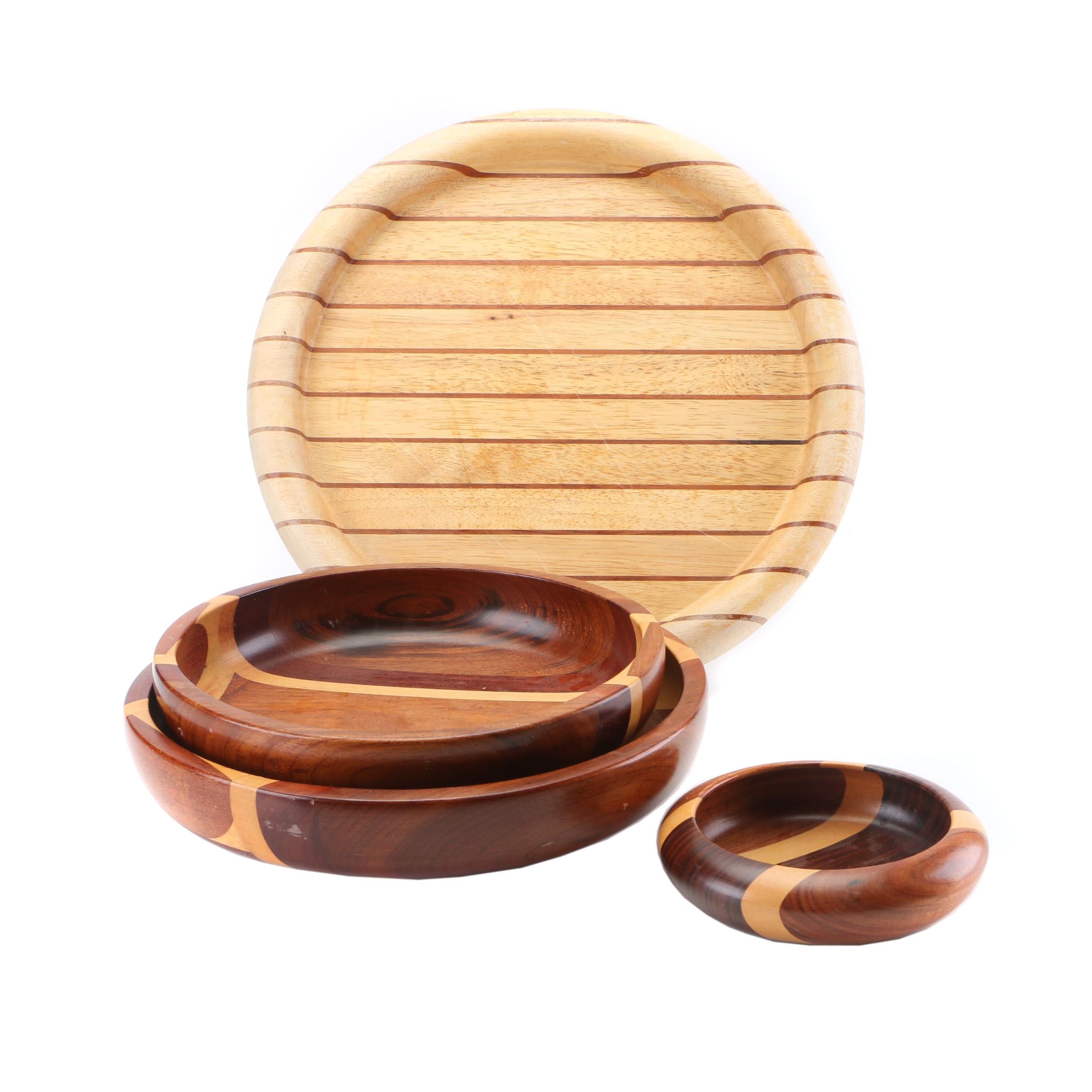 Malacca Woodwork Serving Bowls and Tray