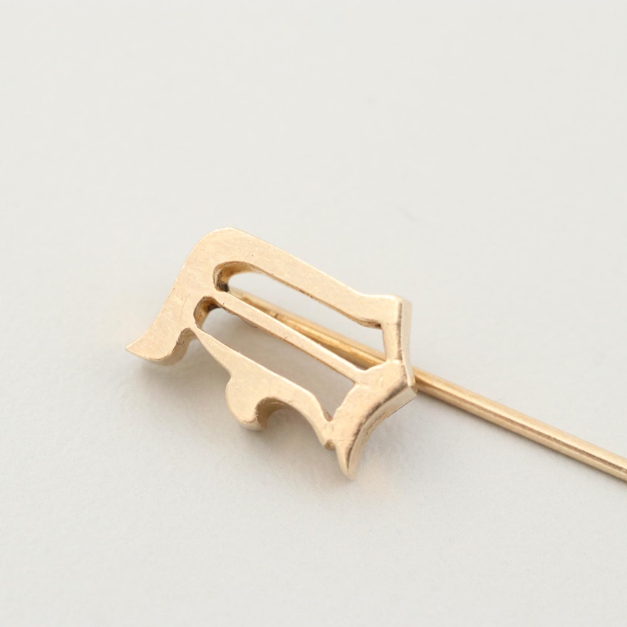 14K Yellow Gold Monogram Old English "D" Stick Pin