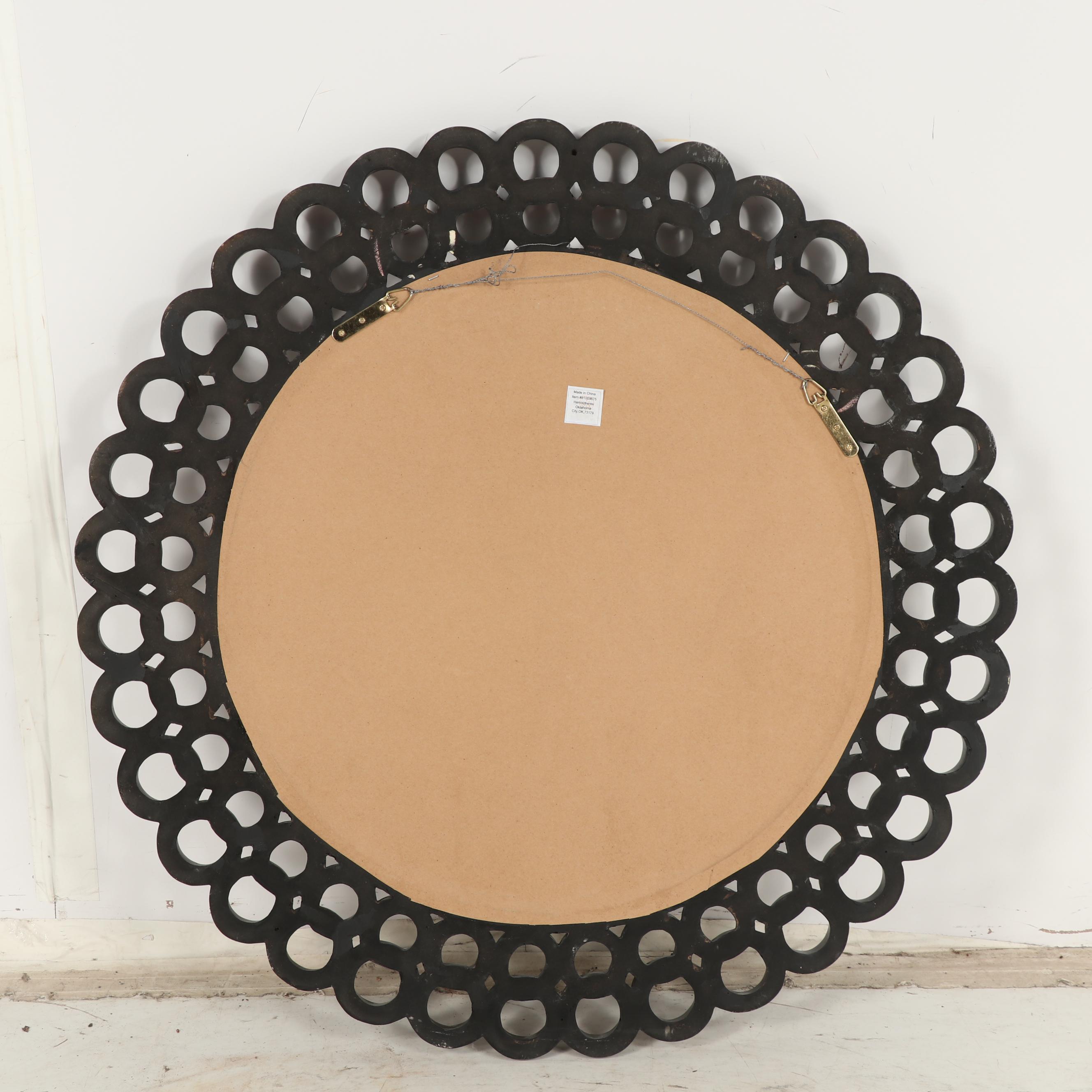 Hemispheres Round Wall Mirror with Antiqued Metallic Finish