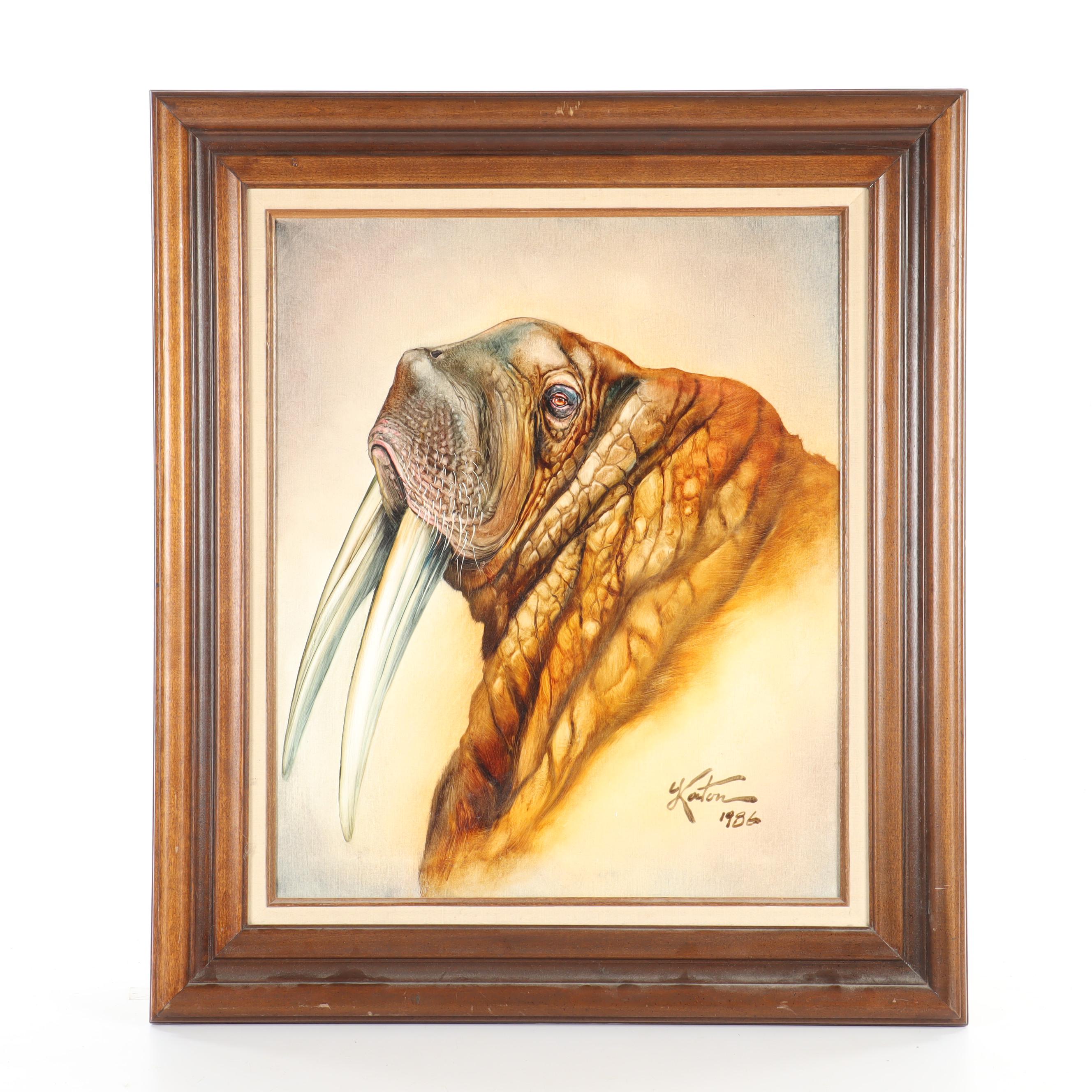 Marty Katon Oil Painting "Walrus", 1986
