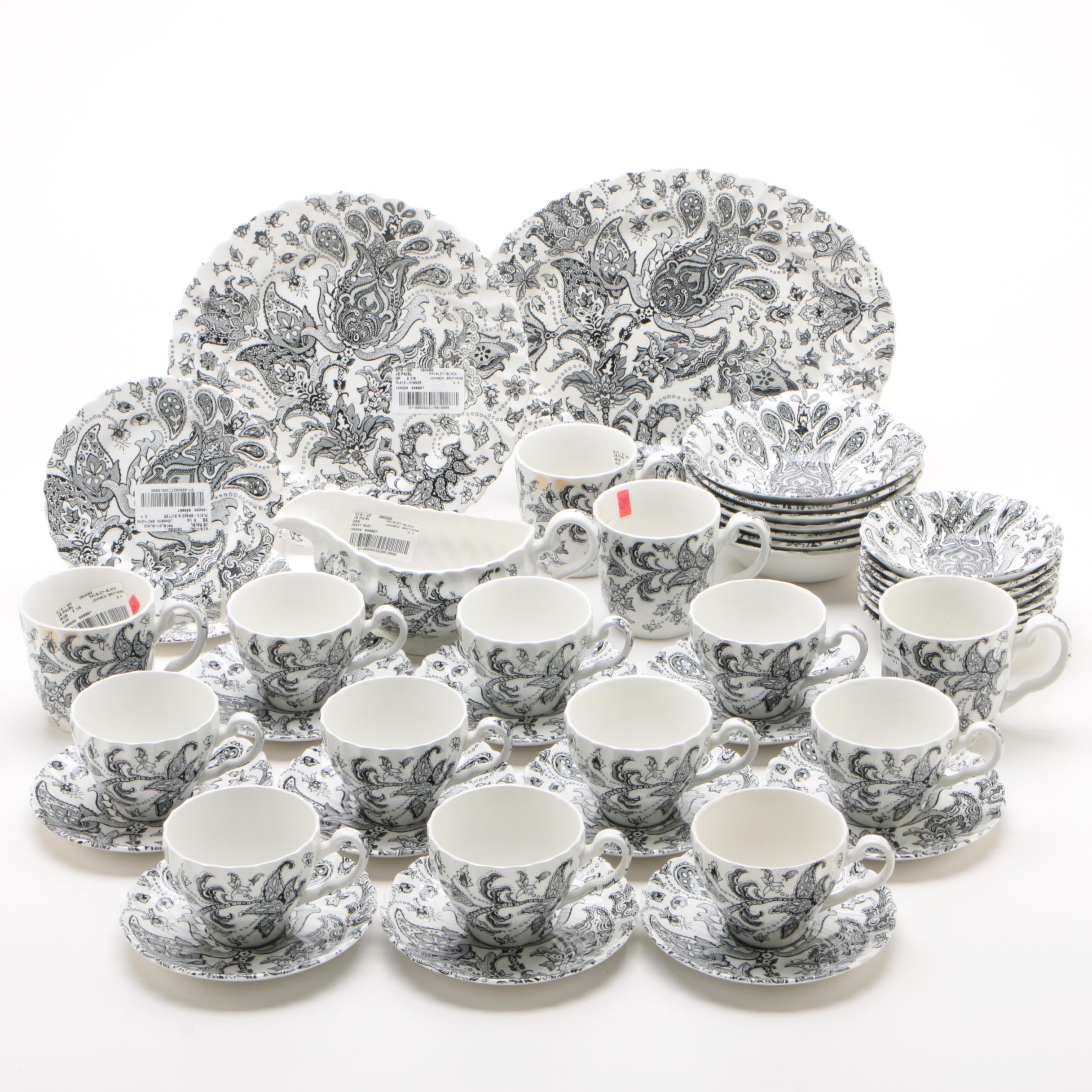 Johnson Brothers "Paisley Black" Ironstone Dinnerware, 1970 - 1974
