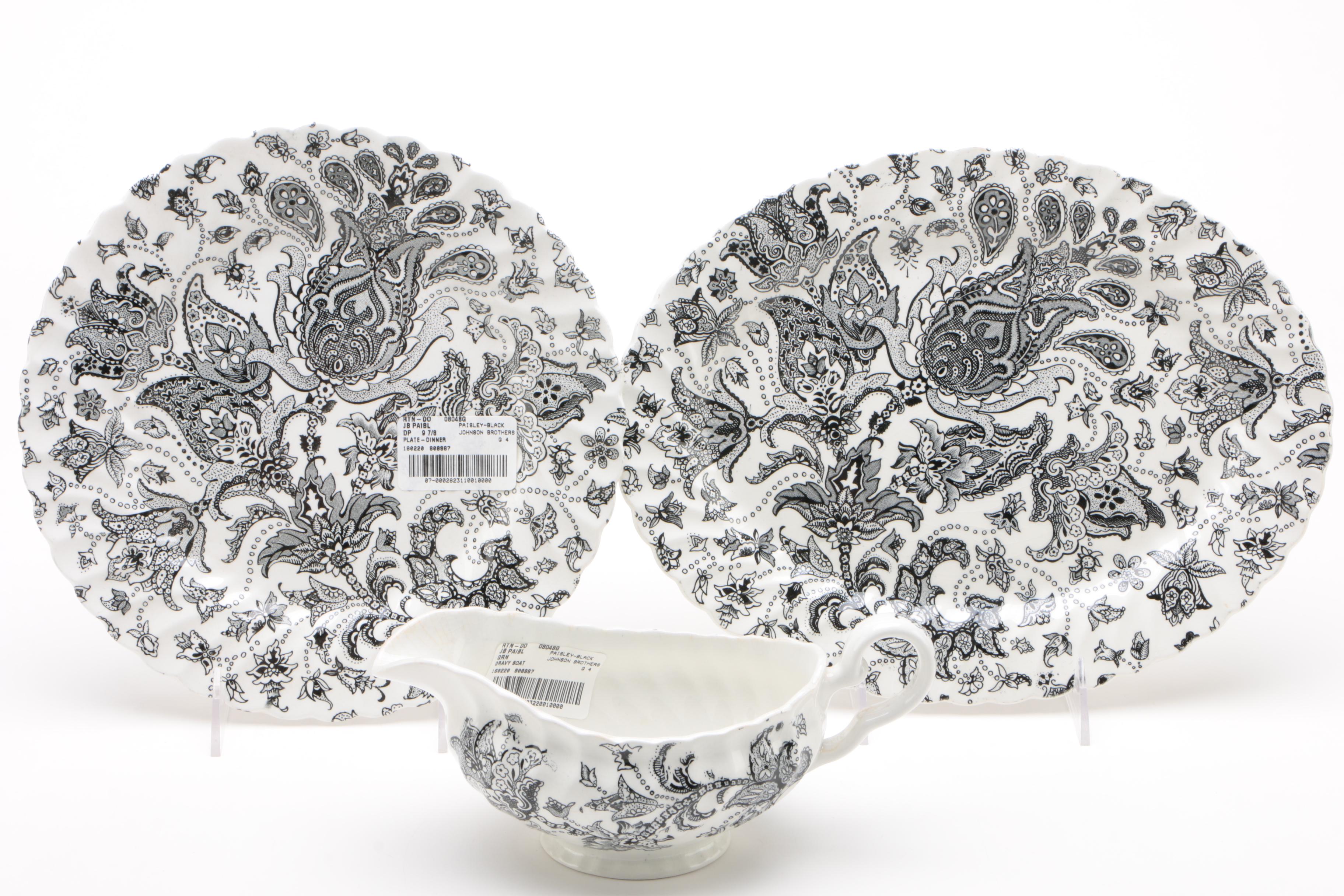 Johnson Brothers "Paisley Black" Ironstone Dinnerware, 1970 - 1974