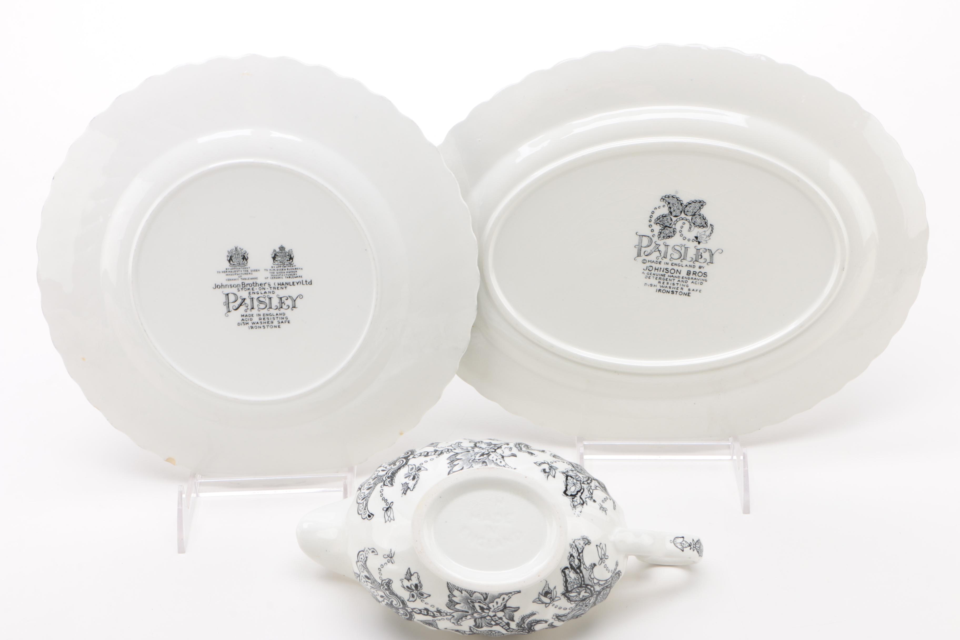 Johnson Brothers "Paisley Black" Ironstone Dinnerware, 1970 - 1974