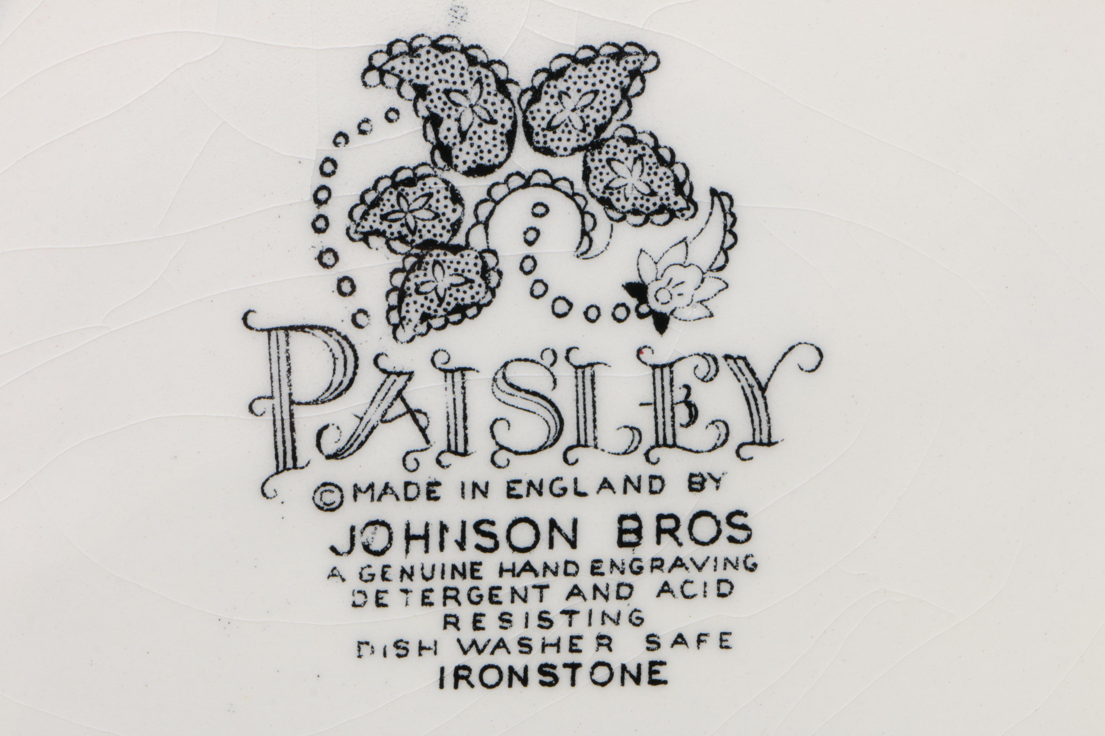 Johnson Brothers "Paisley Black" Ironstone Dinnerware, 1970 - 1974