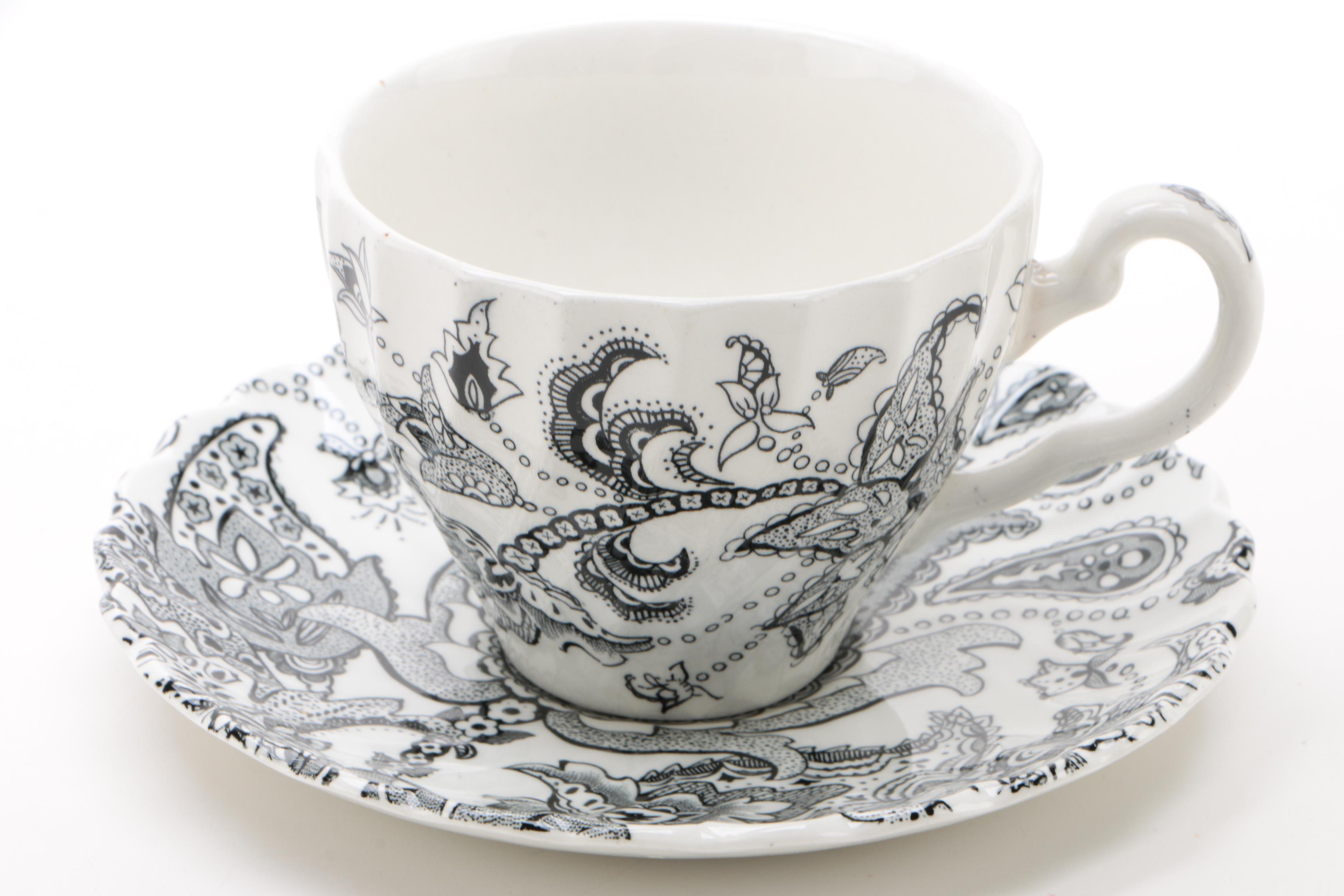 Johnson Brothers "Paisley Black" Ironstone Dinnerware, 1970 - 1974